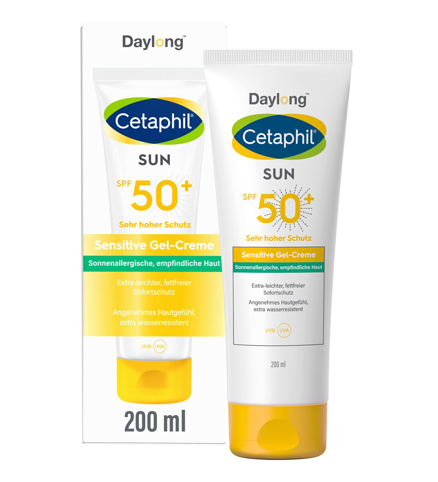 Cetaphil Sun Sensitive Gel Cream SPF 50+ | 200ml | Lightweight Fat-Free Sunscreen for Sensitive Skin | Perfume & Emulsifier Free | UV Protection for Sun Allergy & Mallorca-Acne Prone Skin - Buy Online on SooperMarket.com