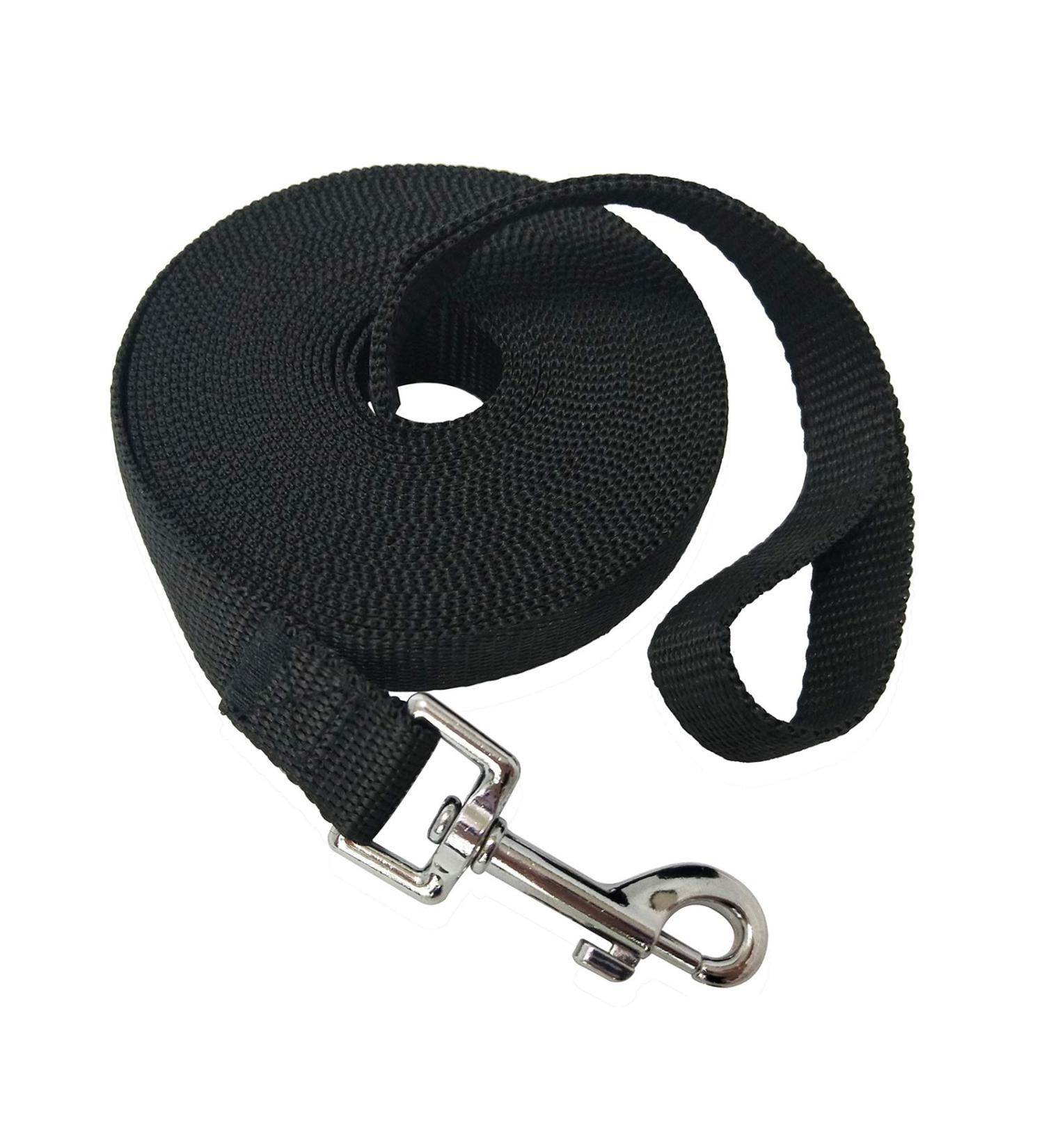 Nylon Training Dog Leash for Small Medium Large Dogs - 20ft Long Obedience Recall Lead for Camping - Black - Buy Online on SooperMarket.com