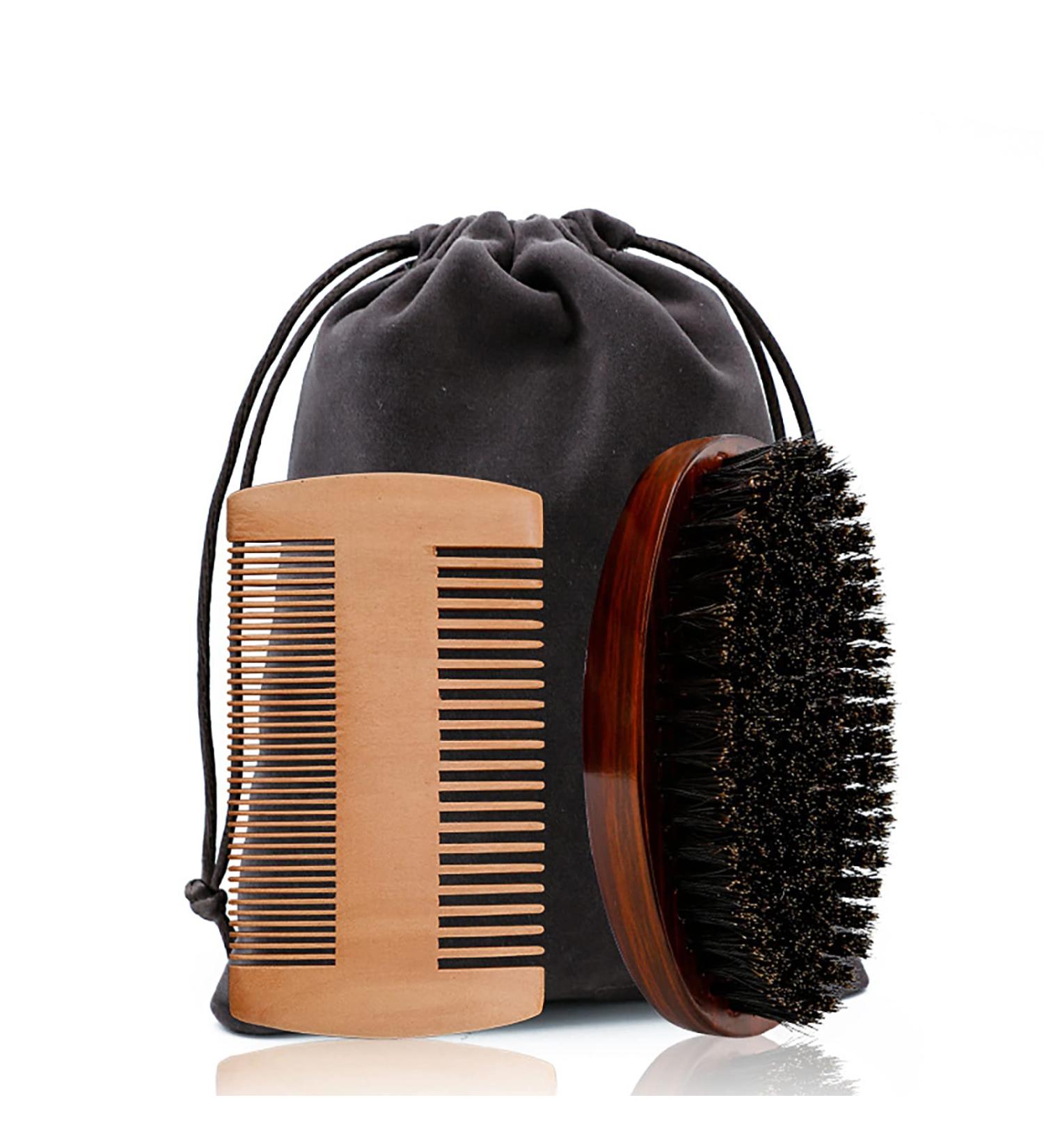 Men's Beard Care Set: 2 Brushes Combs & Scissors with Storage Bag - Perfect for Beard Growth & Styling - Buy Online on SooperMarket.com