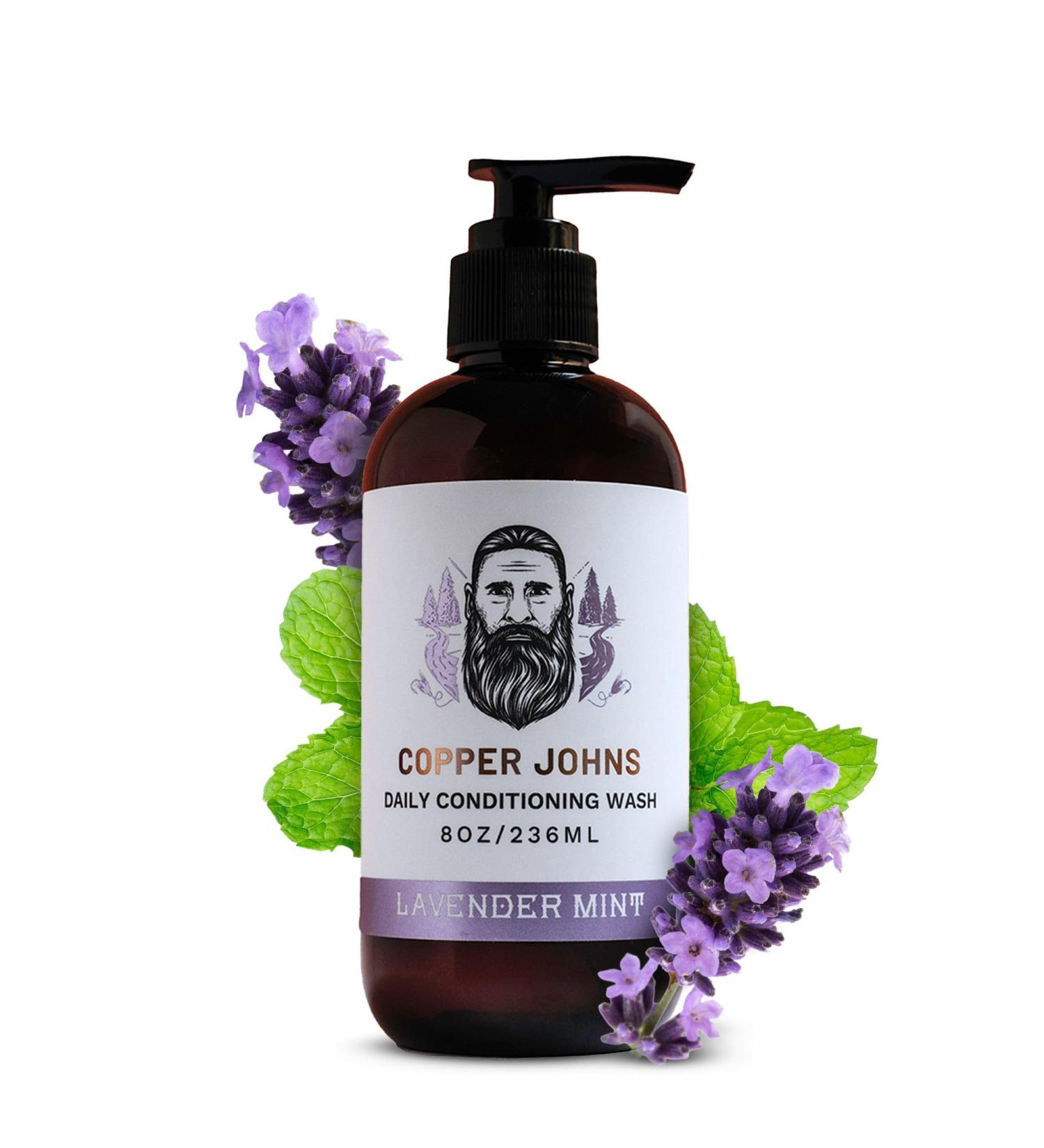 Daily Conditioning Wash - Natural Beard Cleanser with Ionic Inland Sea Minerals | Nourishes Facial Hair & Skin | Lavender Mint | 8oz - Buy Online - Buy Online on SooperMarket.com