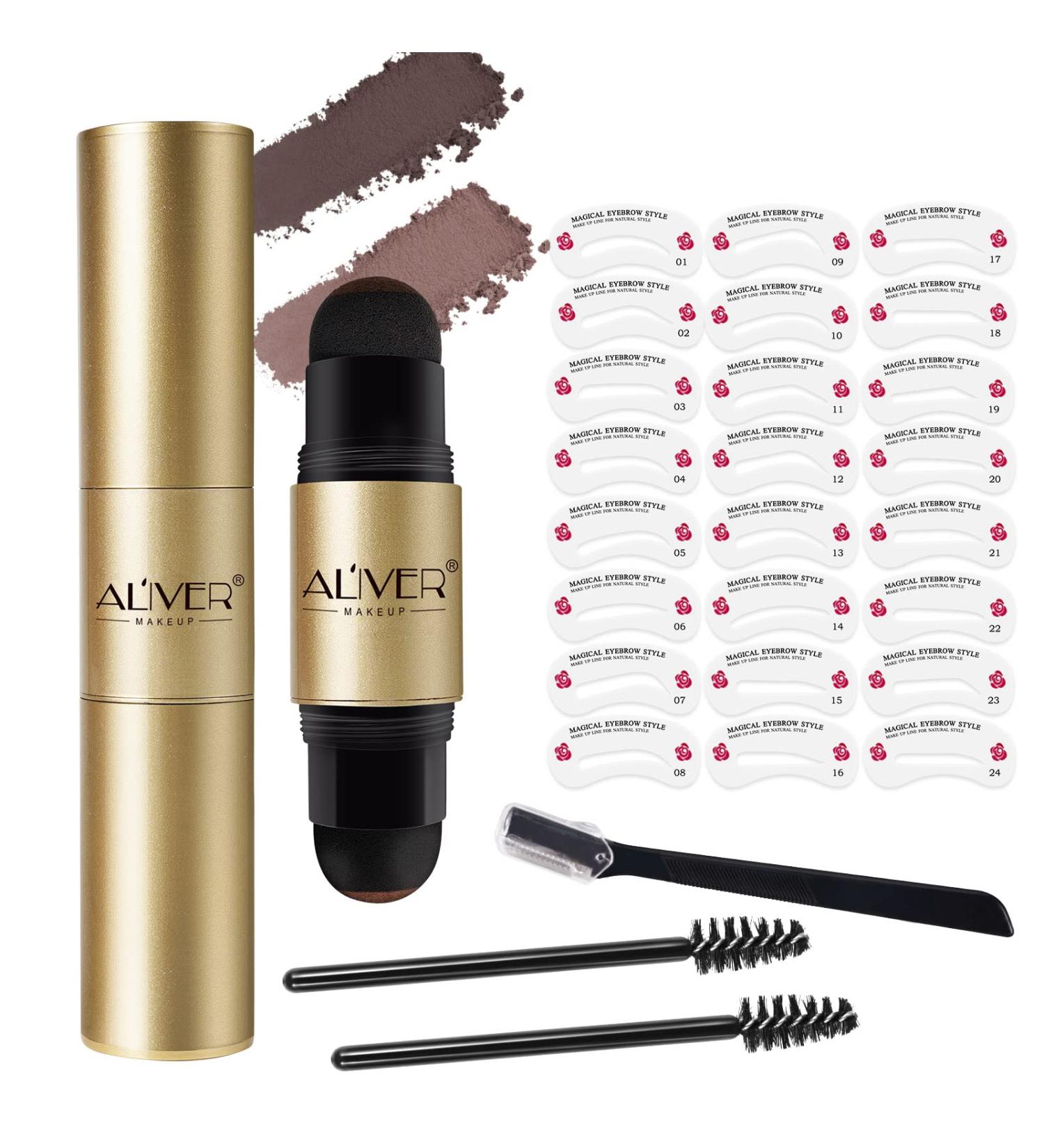 Shop Waterproof Eyebrow Stamp Kit | Long Lasting Dual Color Stencil Set - Medium & Dark Brown - Buy Online on SooperMarket.com