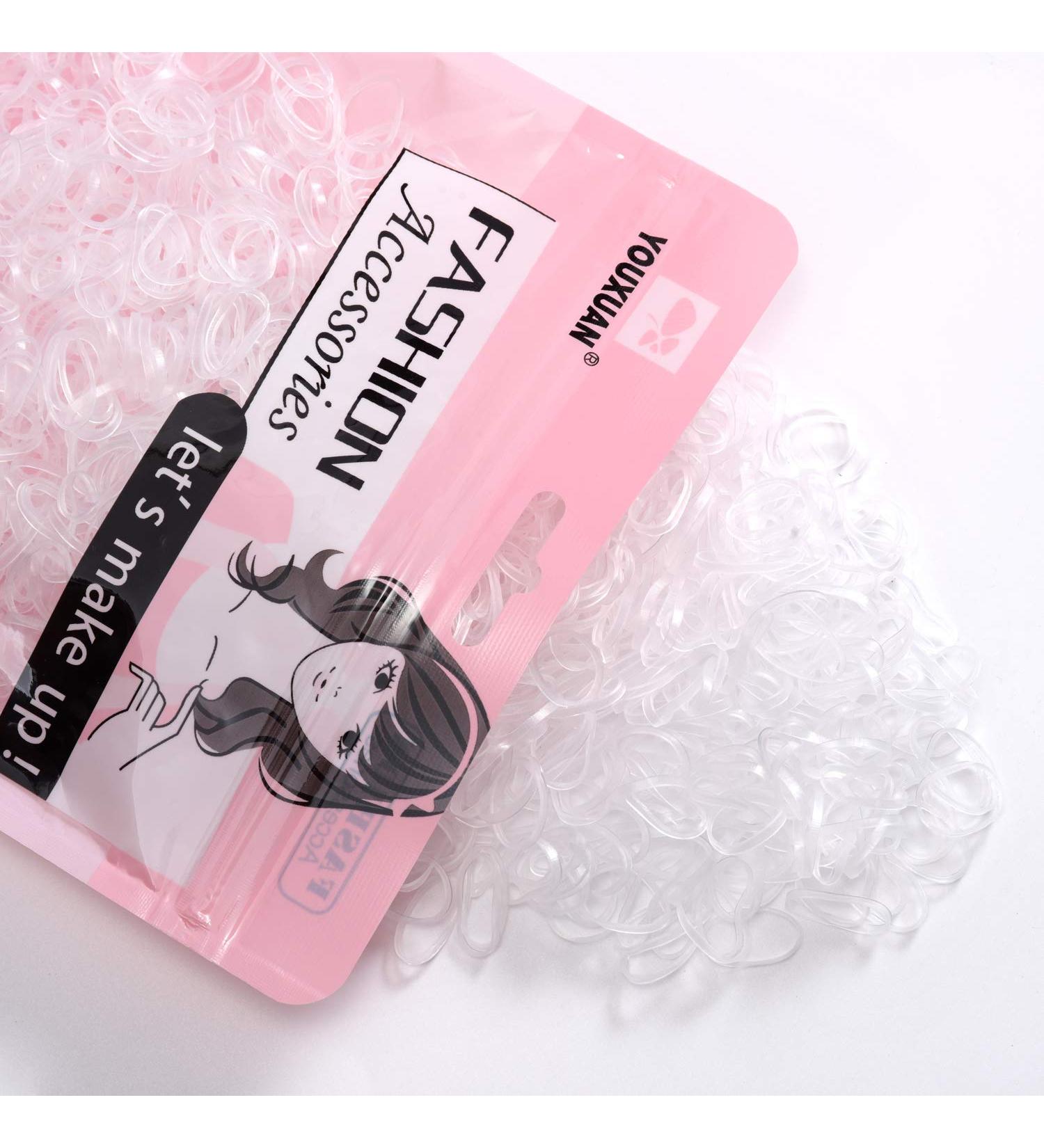 Youxuan 1000-Pack Clear Small Elastic Hair Ties for Girls - Non-slip Rubber Bands - Buy Online on SooperMarket.com