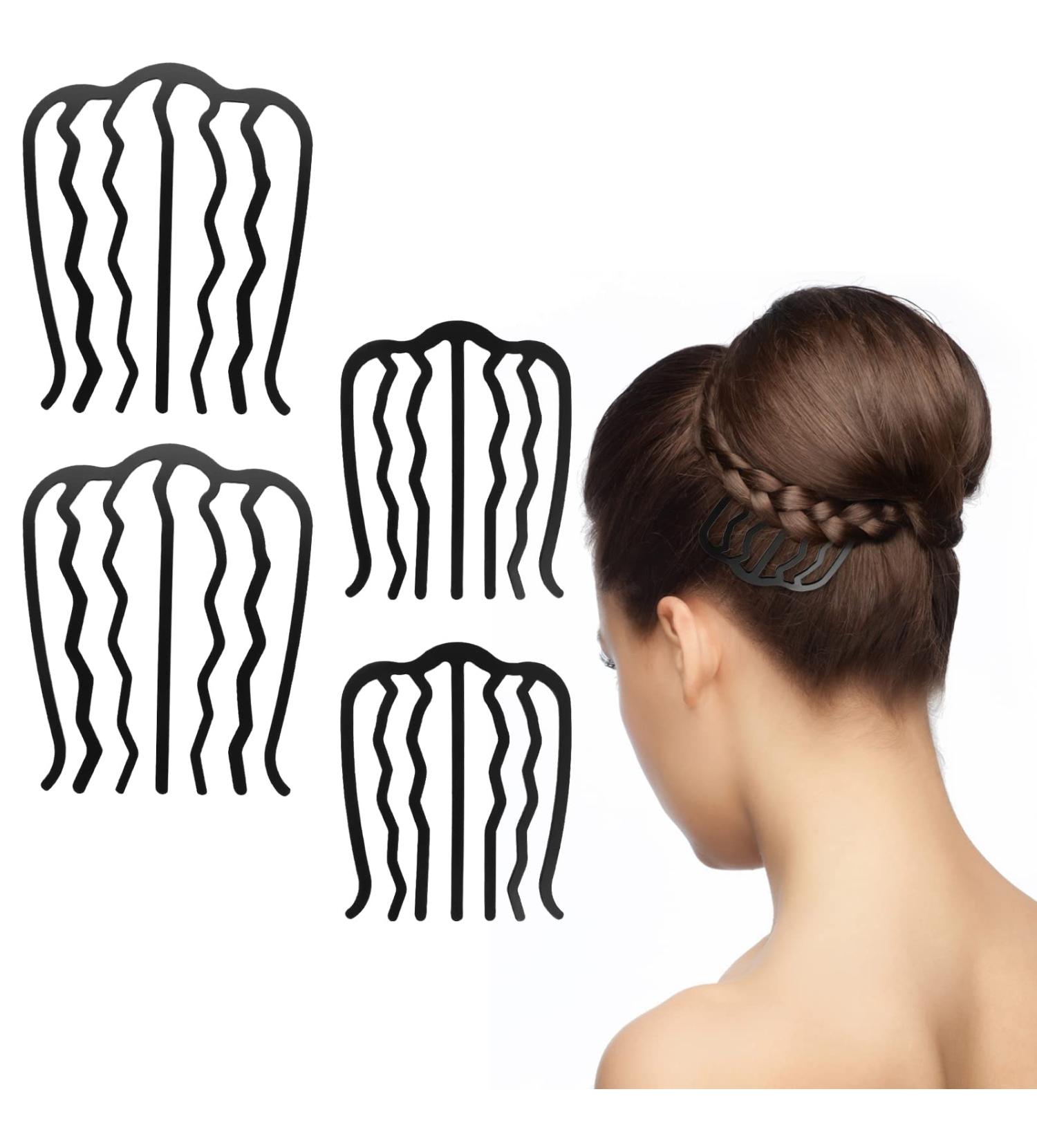 4 PCS Black Hair Fork Clip Combs Set - Vintage U-Shaped Messy Updo Bun Hair Pins for Women and Girls - Buy Online on SooperMarket.com