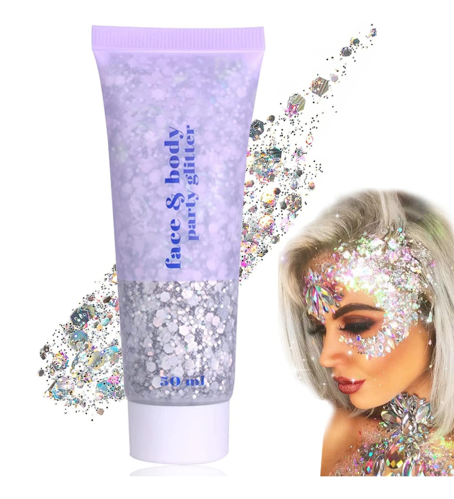 Body Glitter Gel 50ml Face Glitters Body Gel Sequins Shimmer Liquid Eyeshadow Mermaid Sequins Sparkling Chunky Body Lotion Glitter Liquid for Face Body Eye Hair Nail DIY Makeup Decoration-Silver#05 05#Silver - Buy Online on SooperMarket.com