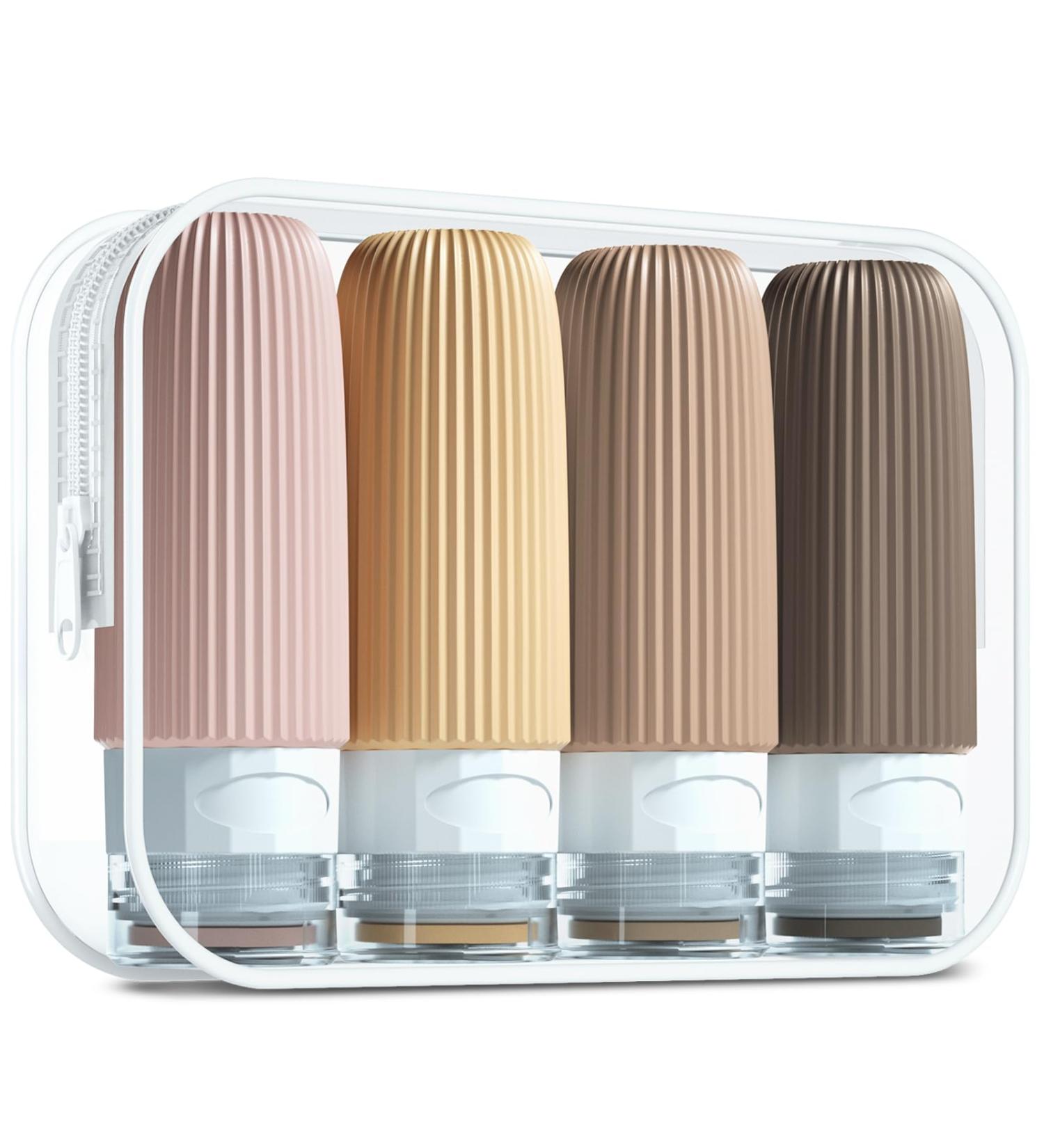 Gemice Travel Bottles for Toiletries CAA Approved 60ml Silicone Travel Bottles Leak Proof Squeezable Travel Size Containers Travel Essentials for Lotion Soap Liquid Shampoo BPA Free(4 Pack) Apricot - Buy Online on SooperMarket.com