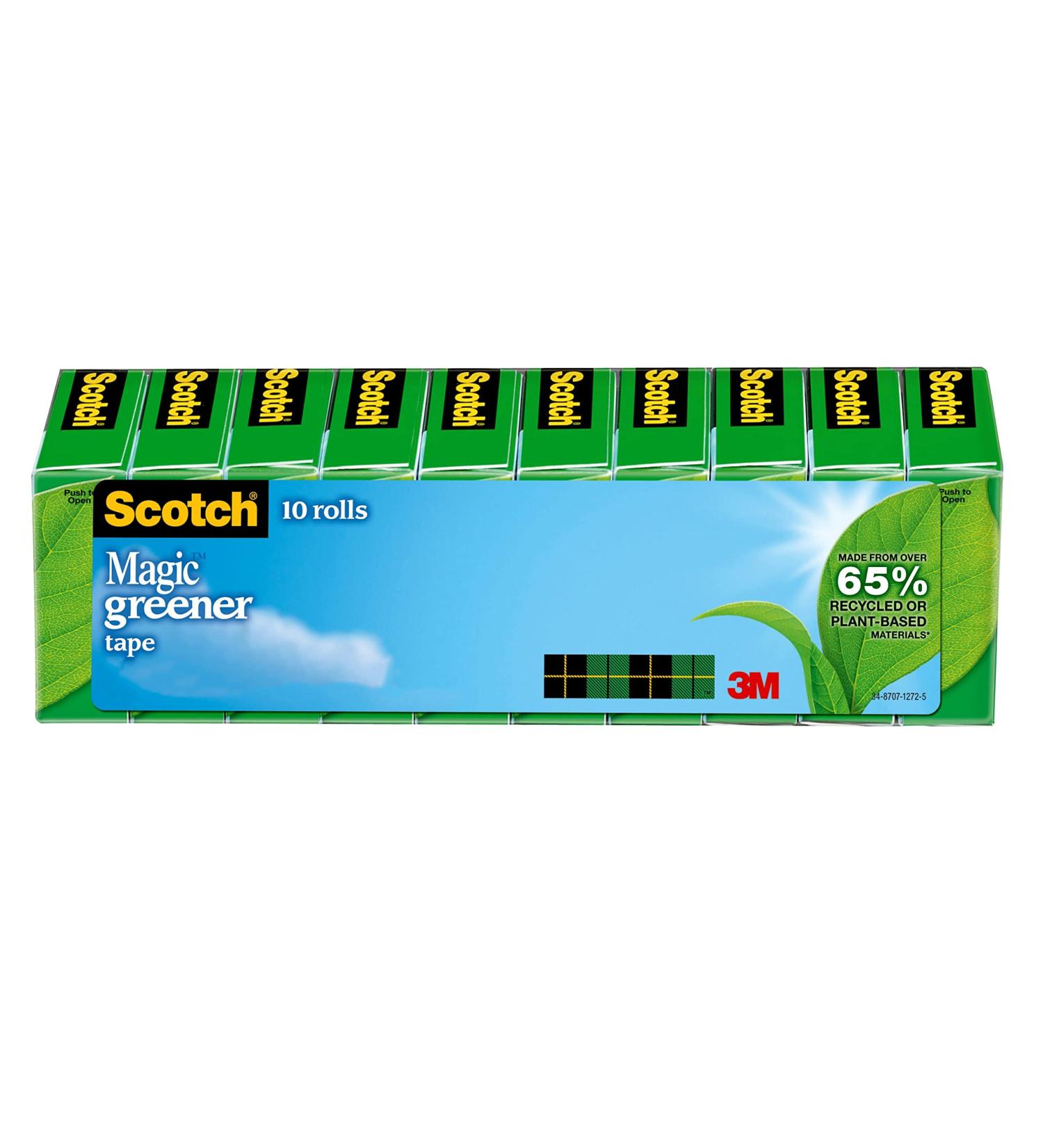 Scotch Magic Greener Tape  10 Rolls  Numerous Applications  Invisible  Engineered for Repairing  3/4 x 900 Inches  Boxed (812-10P) - Buy Online on SooperMarket.com