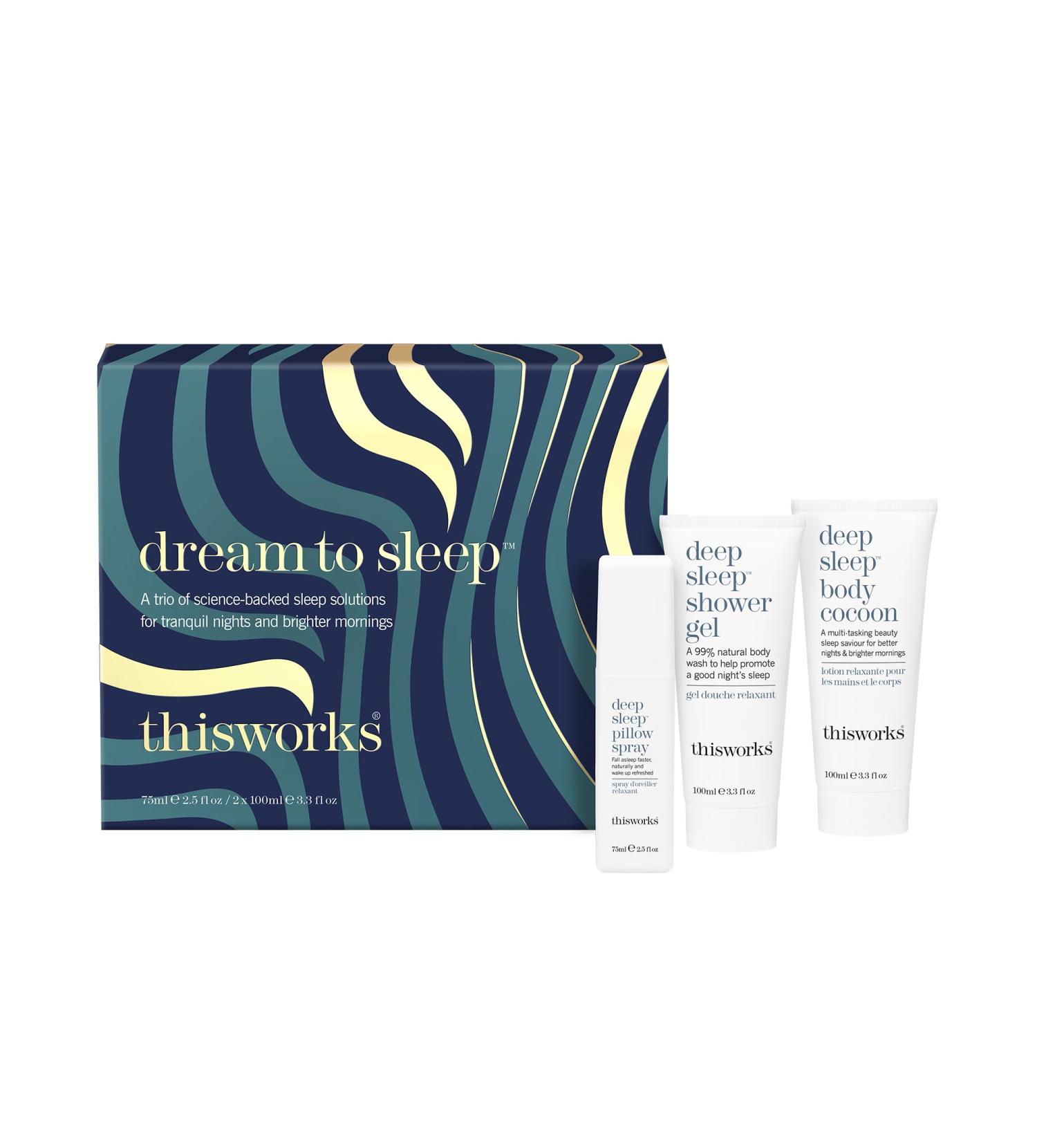 This Works Dream to Sleep Gift Set - Deep Sleep Pillow Spray Shower Gel and Deep Sleep Body Cocoon Body Lotion - Self Care and Sleep Gifts for Women Dream to Sleep Gift Set 2024 - Buy Online on SooperMarket.com