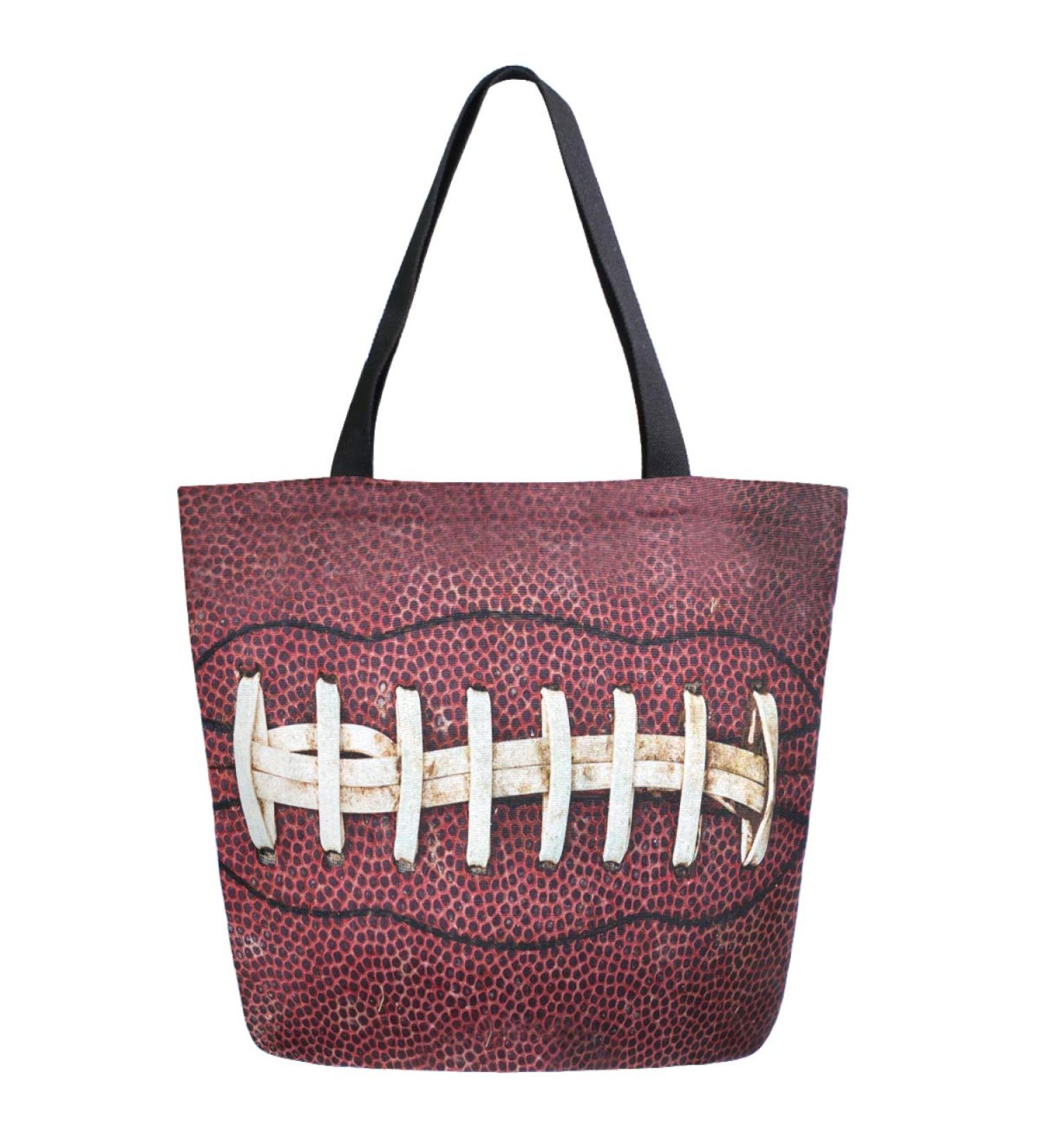 3D American Football Print Extra Large Canvas Shoulder Tote Bag | Gym Beach Weekender Travel | Reusable Grocery Shopping - Buy Online on SooperMarket.com