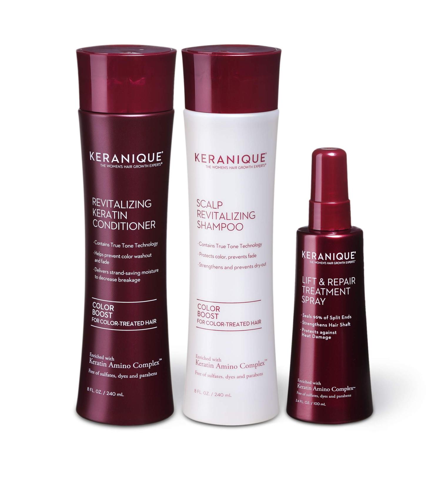 Keranique Color Boost Anti-Hair Loss Kit - Shampoo, Conditioner & Volume Spray for Color Treated Thinning Hair - 60 Day Supply - Buy Online on SooperMarket.com