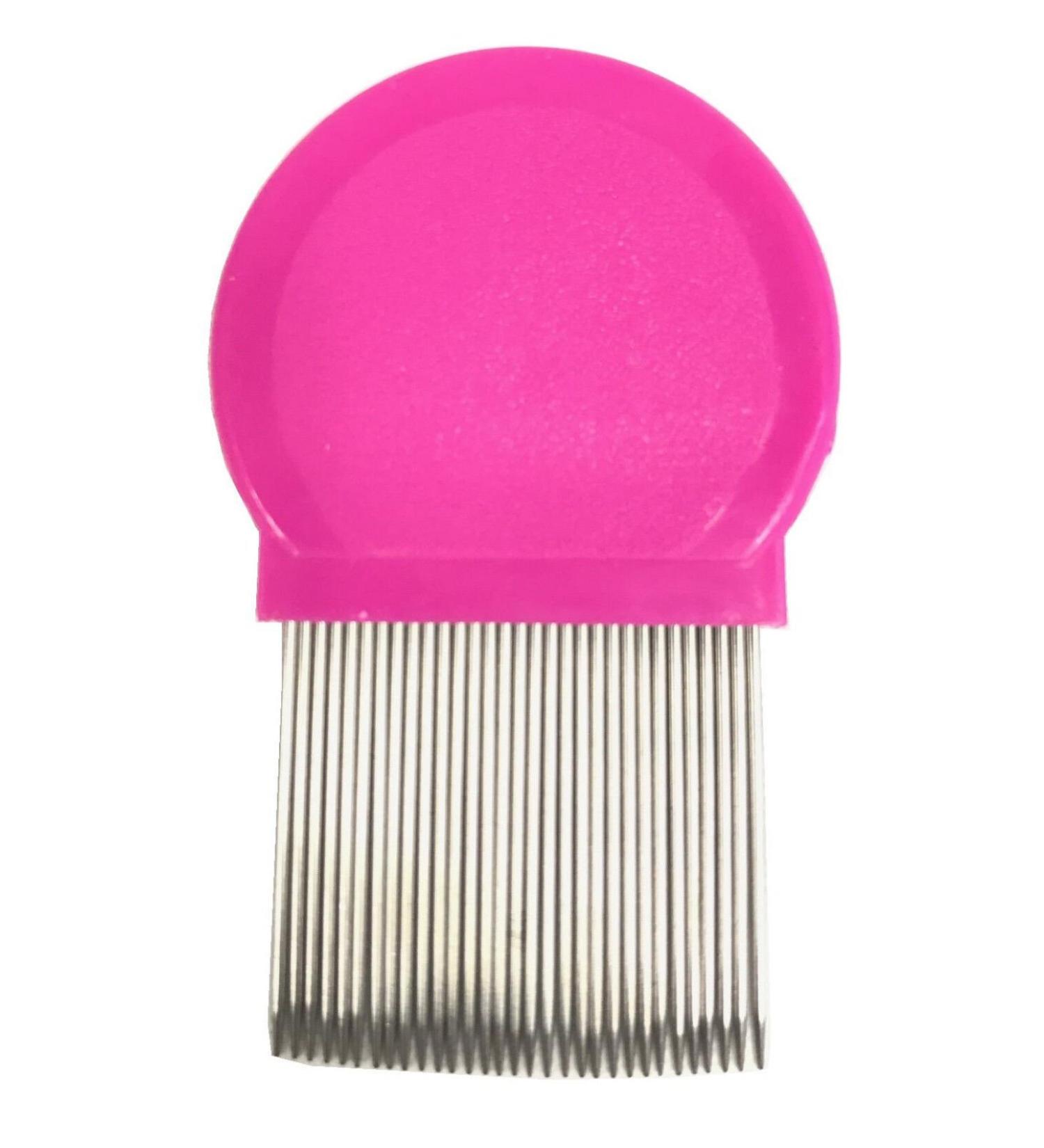 HTBRUSH PINK Head Lice Headlice Treatment Comb Flea Eggs Remover Long Metal Teeth Pet Dog Cat UK FAST POST