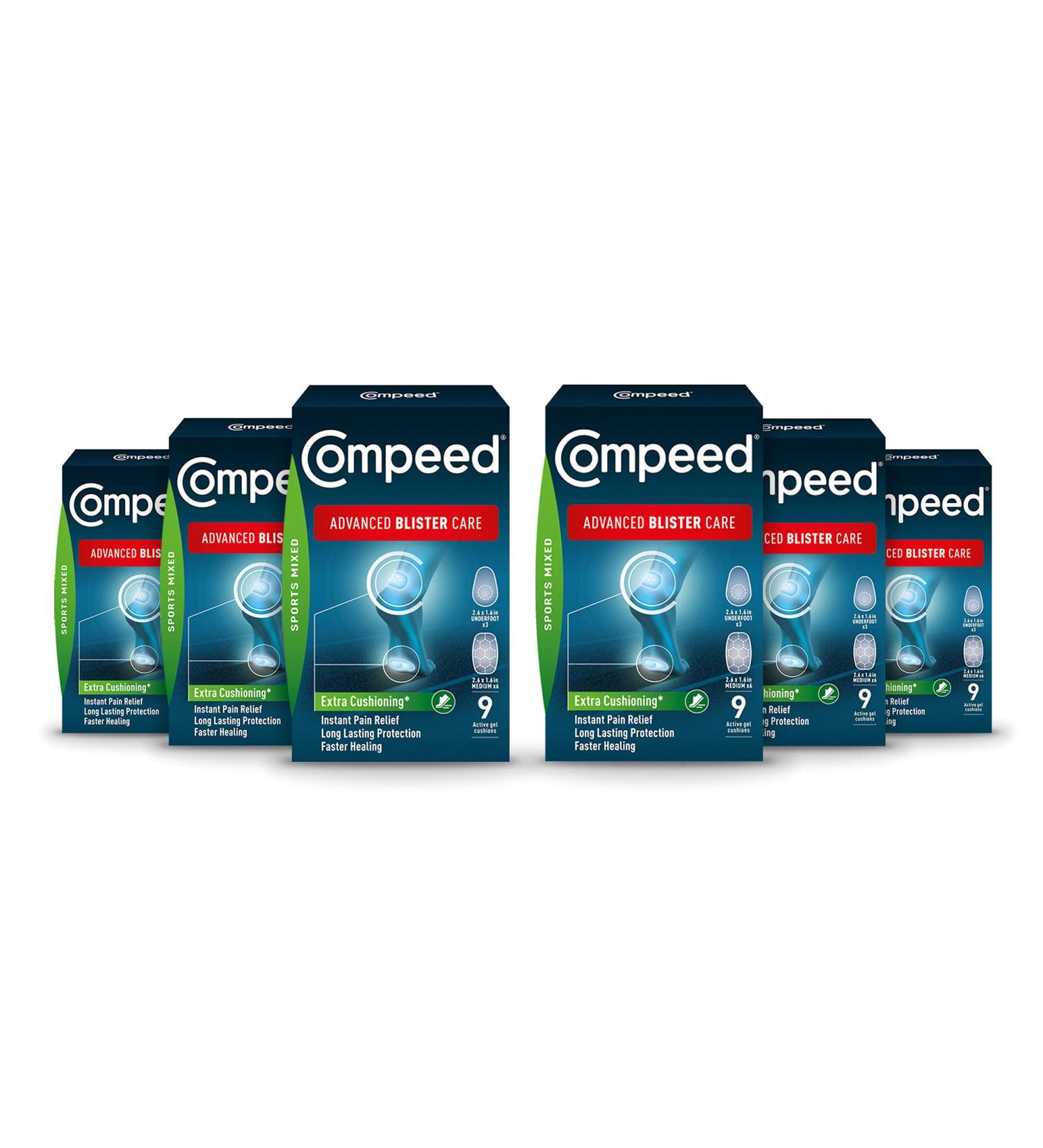Compeed Advanced Blister Care Hydrocolloid Bandage Cushions - 9 Count (6 Packs) | Heel Blister Patches for Foot | Waterproof Bandages for Blister Prevention & Treatment - Buy Online on SooperMarket.com