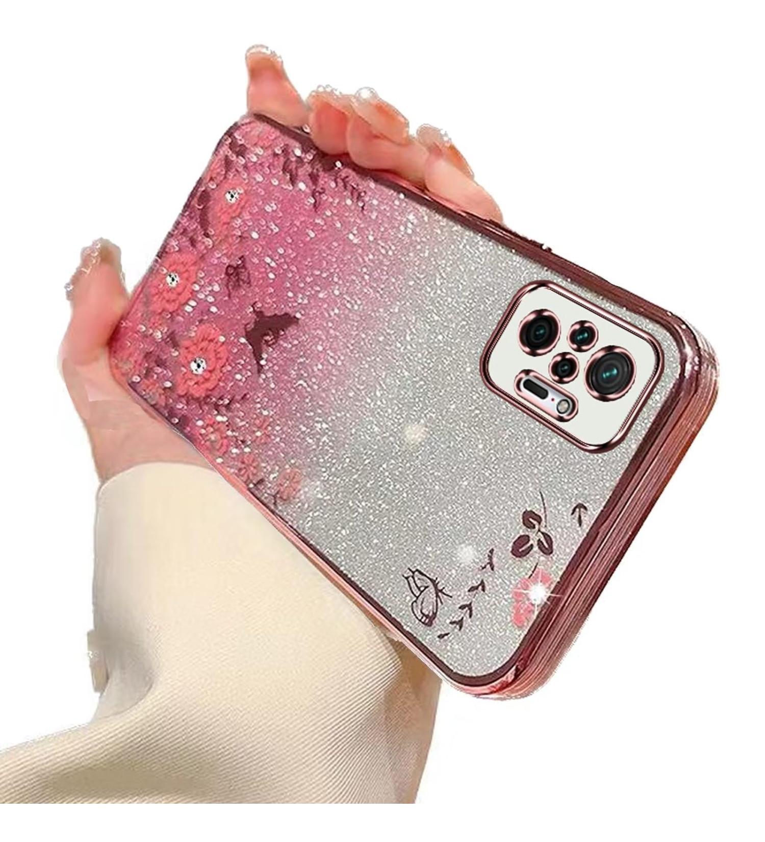 Buy Tivenfezk Glitter Diamond Case for Xiaomi 11T/11T Pro | Sparkle Flower Butterfly Soft Silicone Cover | Protective Glossy Frame in Pink - Buy Online on SooperMarket.com