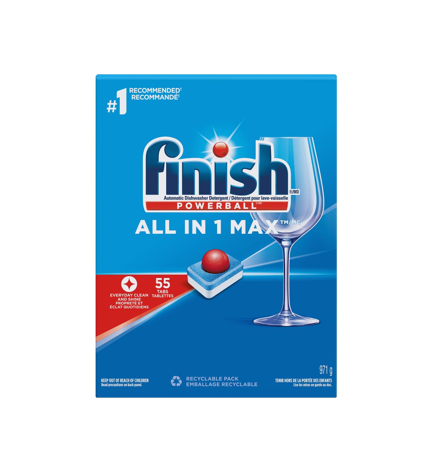Buy Finish Power Ball All In 1 Max Dishwasher Detergent Pods - 55 Tabs for Everyday Clean and Shine | International Shipping Available - Buy Online on SooperMarket.com