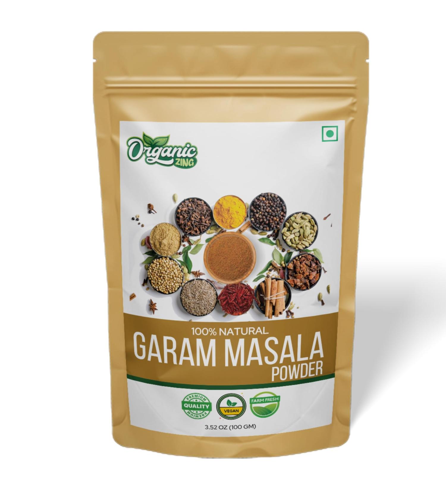 Organic Zing Organic Garam Masala - a Versatile Indian Blend of Spices and Herbs | USDA Certified | Seasoning Blend | Vegan | Preservative Free | Product of India - 100g - Buy Online on SooperMarket.com