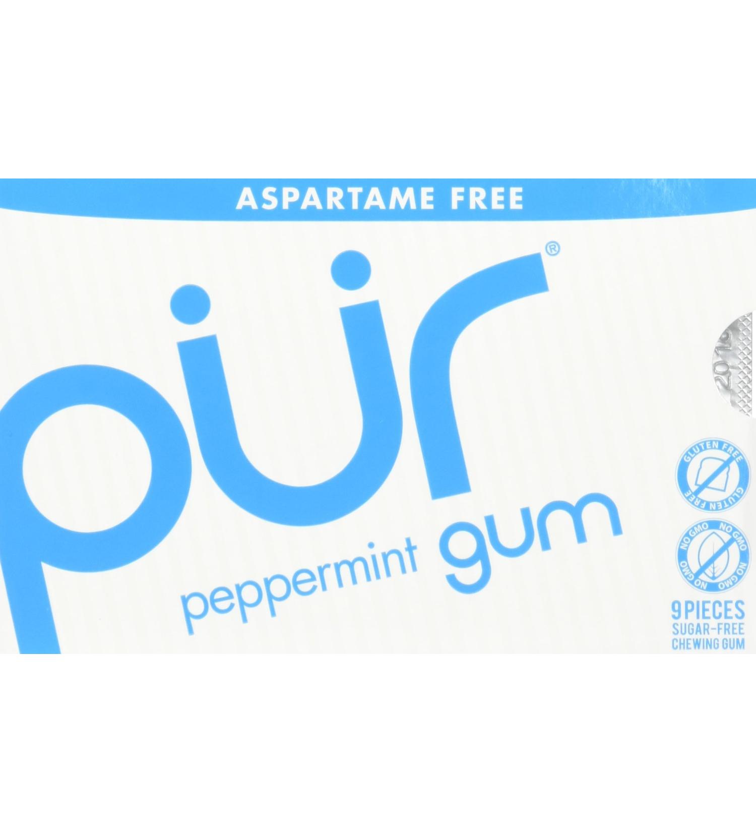 PUR Peppermint Gum - 9 Count - 12 Pack | Sugar-Free Chewing Gum - Buy Online on SooperMarket.com