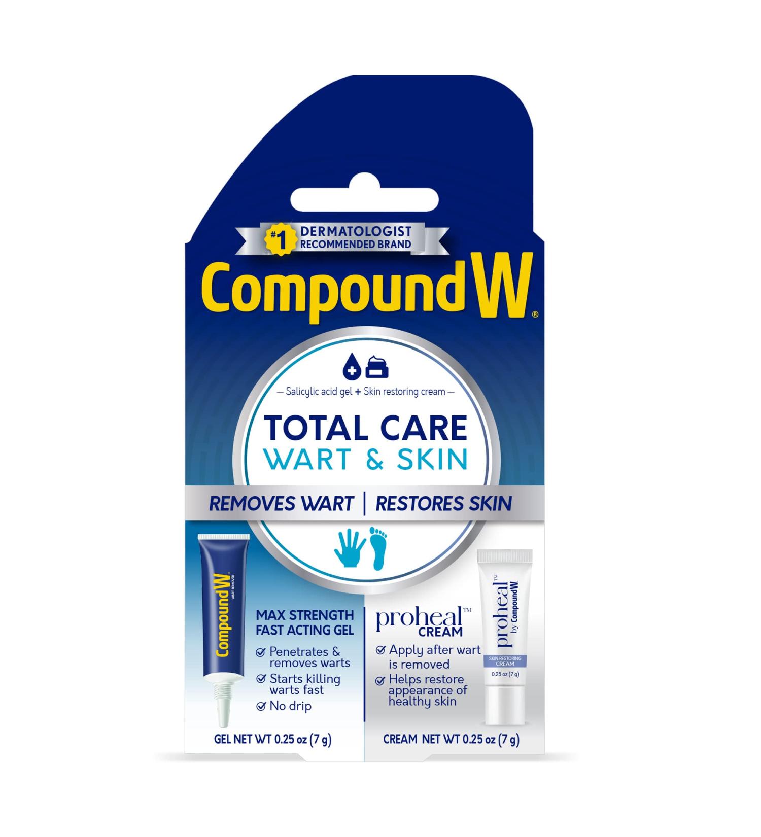 Compound W Total Care Wart Remover & Proheal Cream 0.25 oz + Maximum Strength Salicylic Acid Gel 0.25 oz - Buy Online on SooperMarket.com