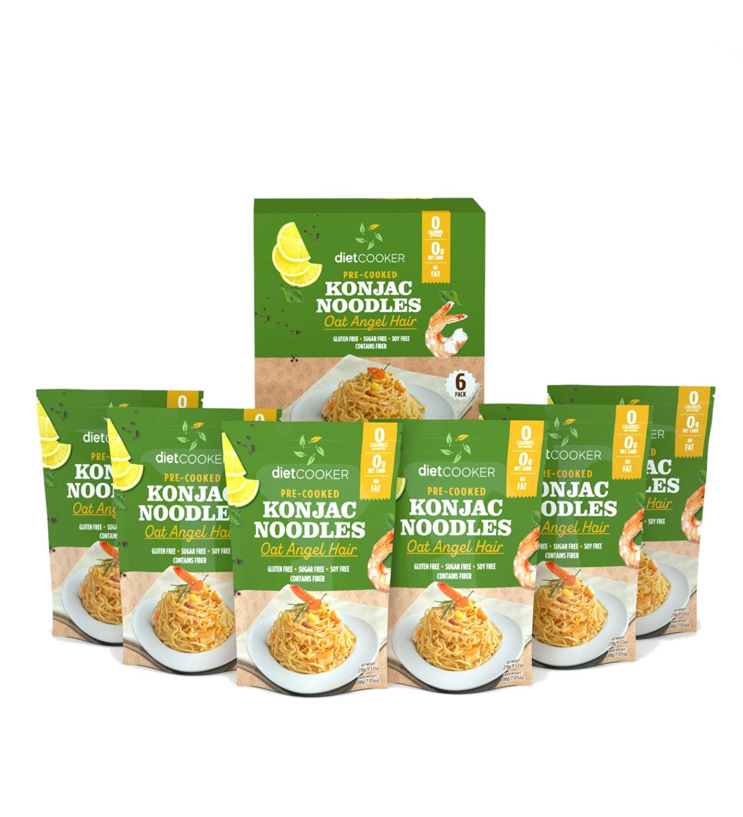Diet Cooker Premium Konjac Noodles - Keto & Vegan Friendly, Zero Net Carbs, Low Calorie Pasta - Oat Angel Hair, 9.52 oz (Pack of 6) - Buy Online on SooperMarket.com