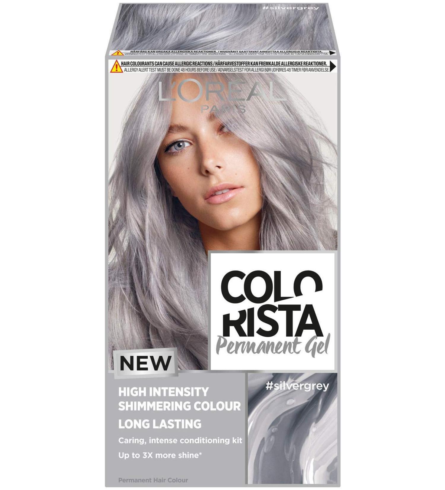 L'Or al Paris Colorista Silver Grey Permanent Gel Hair Dye - Vibrant, Long-Lasting Color with High Shine - Buy Online on SooperMarket.com