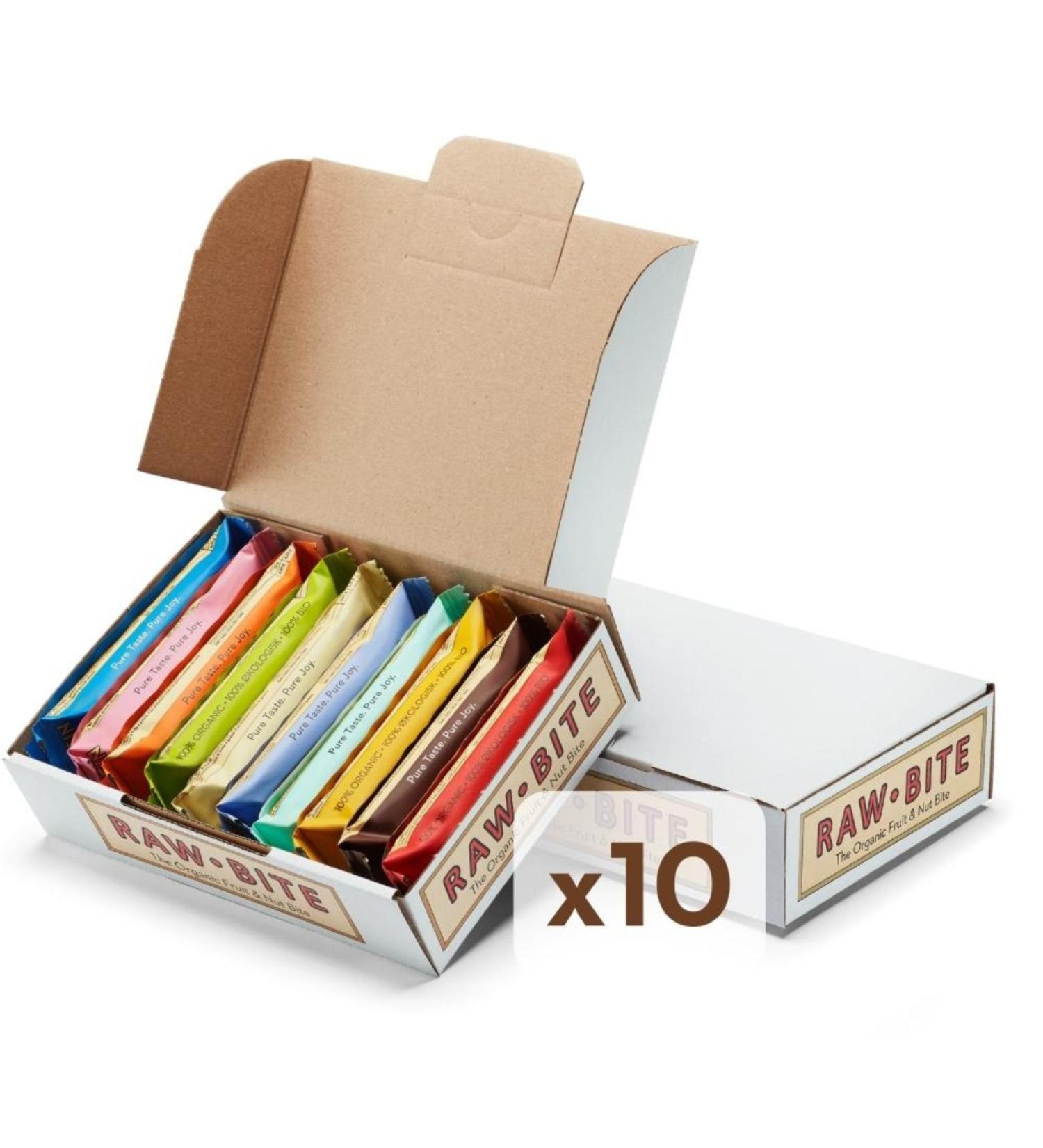 Rawbite Riegel Tasting Box | 10 Organic Nut Bars | Vegan Gluten-Free & Lactose-Free | Delicious Dates & Nuts Variety Pack | 10 x 45-50g - Buy Online on SooperMarket.com