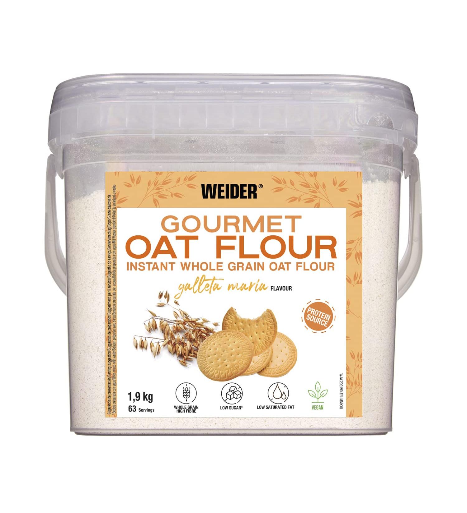 Weider Gourmet Oat Flour 1.9 kg - Wholemeal Oatmeal Protein Source with Low Sugar Maria Cookie Flavor - Buy Online on SooperMarket.com