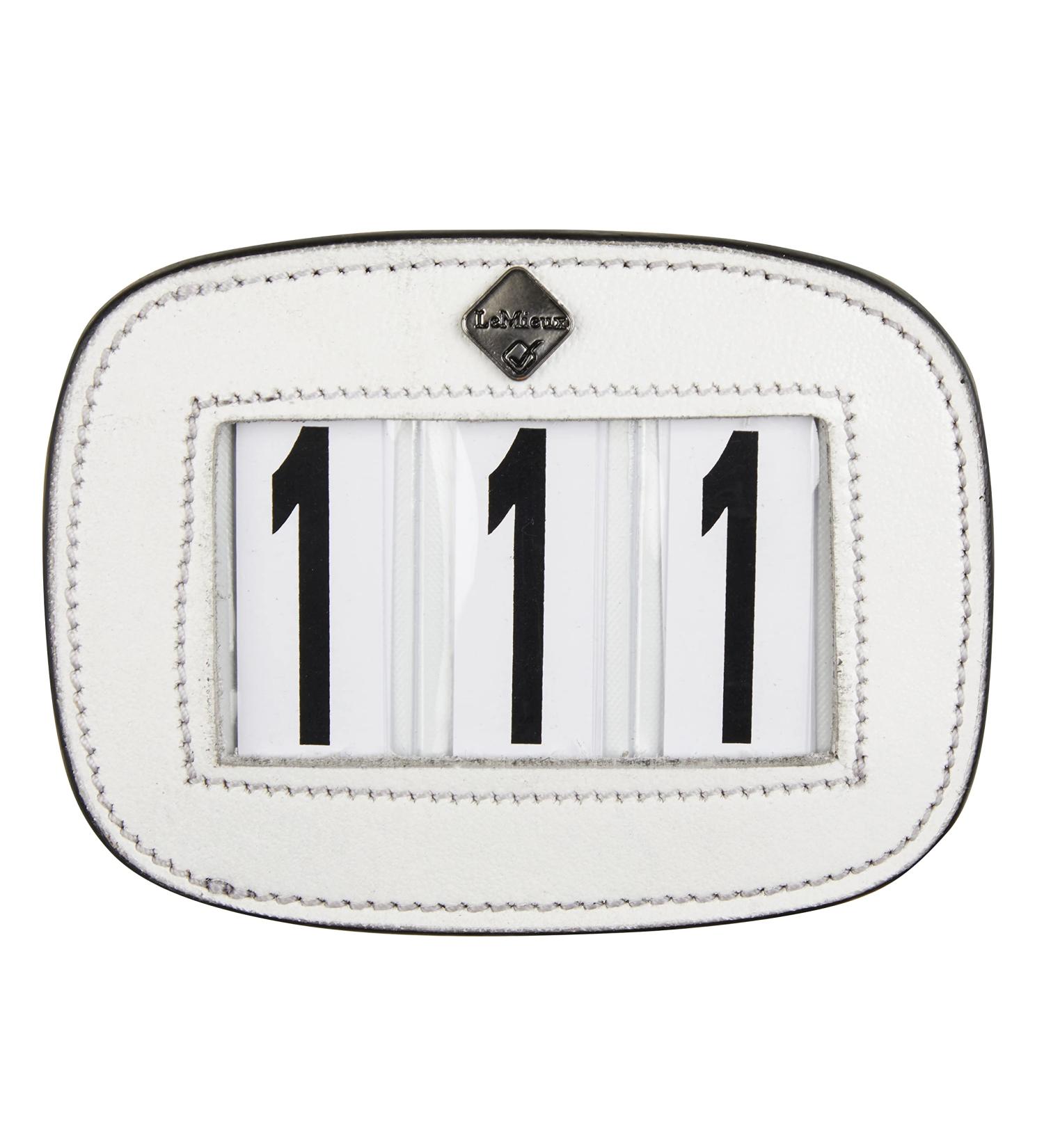 LeMieux Saddle Pad Number Holder in White - Durable Leather Material - Attaches Easily with a Strong Fixing Pin - One Size