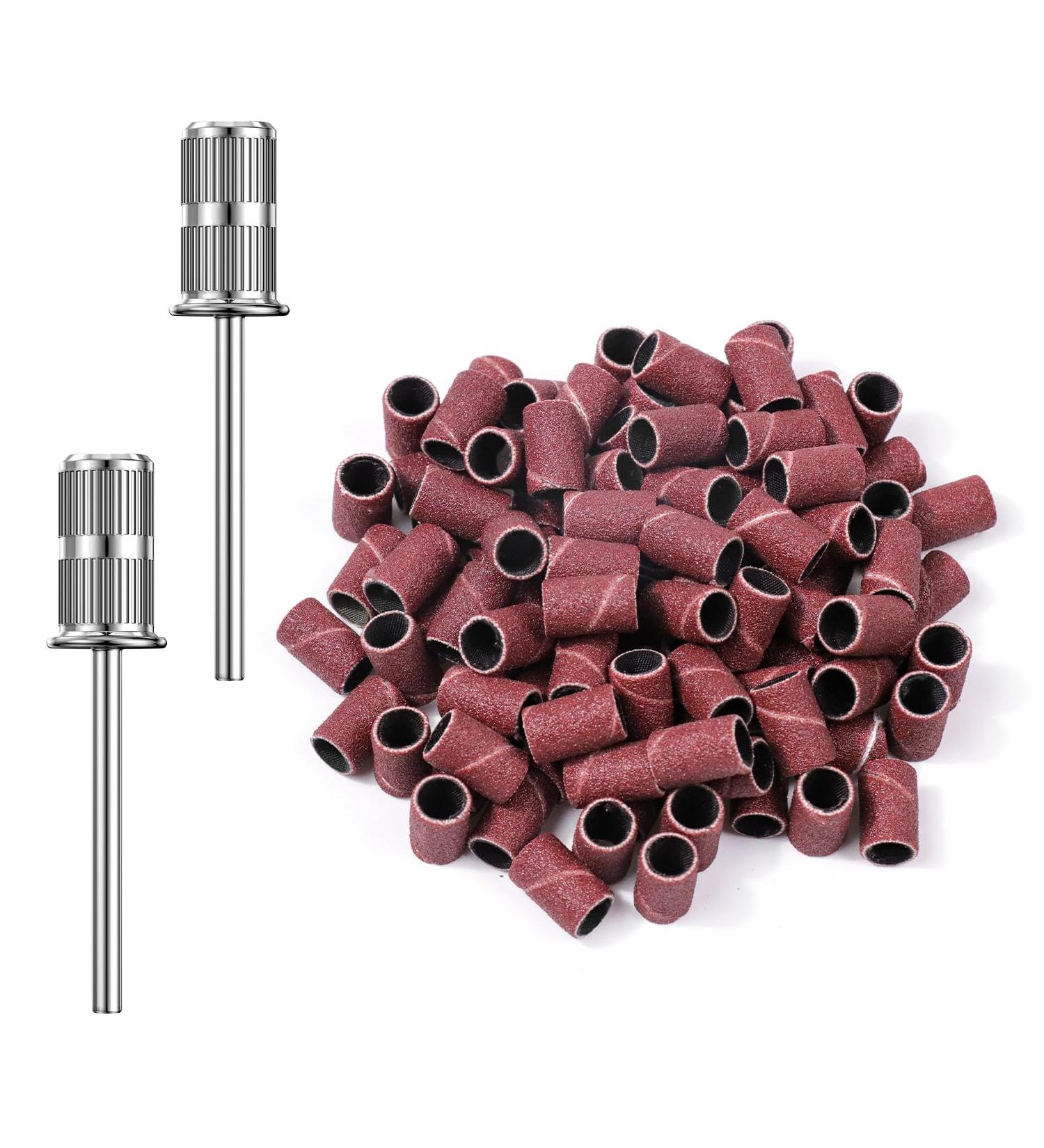 Subay 100Pcs 180 Grit Fine Sanding Bands for Nail Drill - Electric Nail Files for Acrylic Nails, Gel Manicures, and Pedicure - Silver - Buy Online on SooperMarket.com