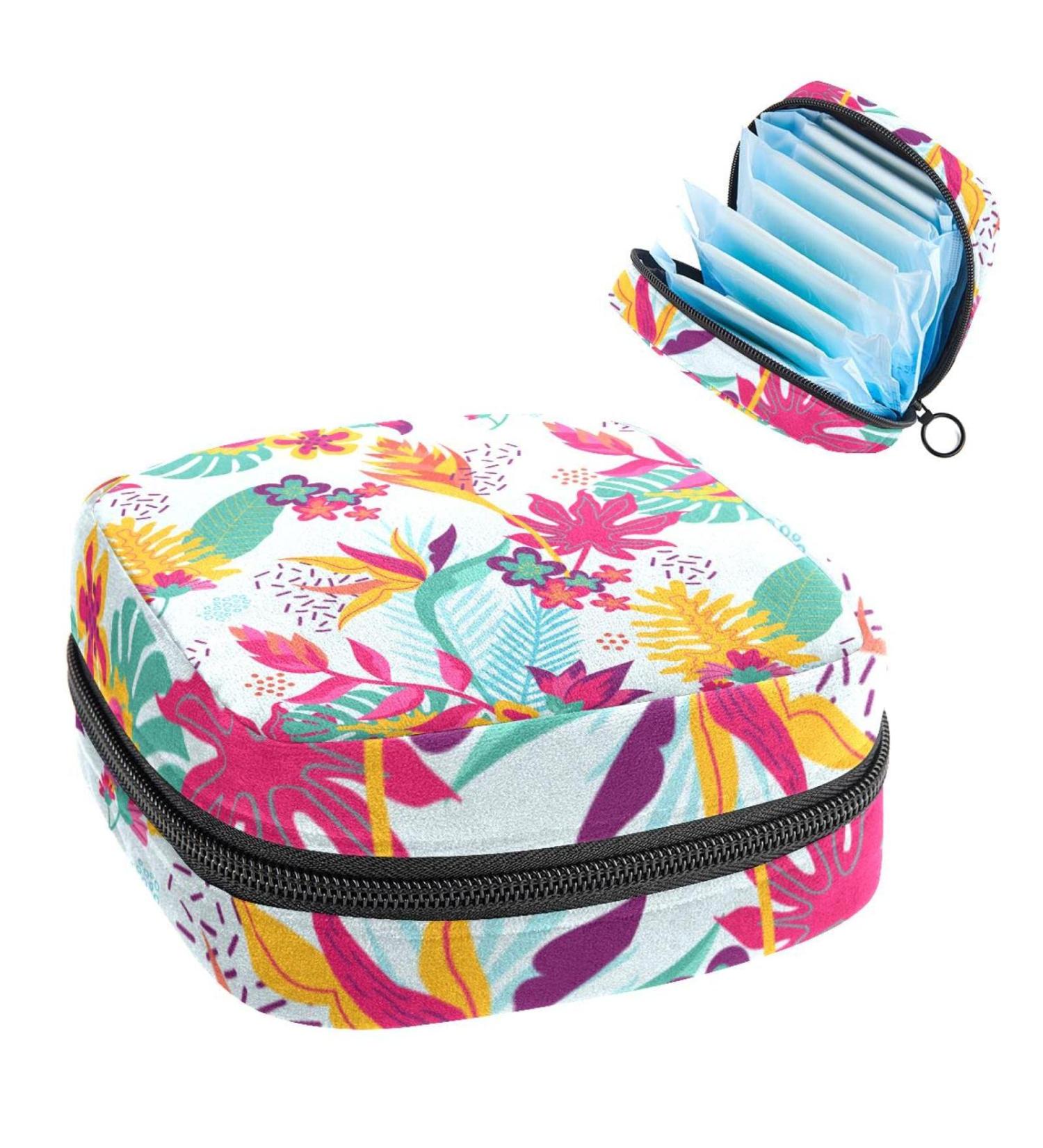 Exotic Floral Sanitary Napkin Storage Bag - Portable Period Pouch for Women and Girls - Multi-colored - Buy Online on SooperMarket.com