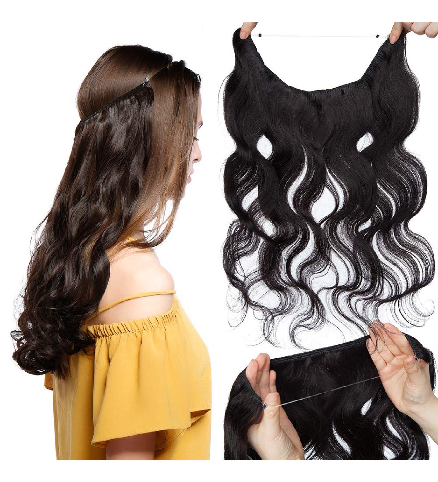 Buy Affordable Tess Hair Parts Real Remy Hair Extensions - Wavy 20 (50cm) 70g #1B Natural Black - International Shipping Available - Buy Online on SooperMarket.com