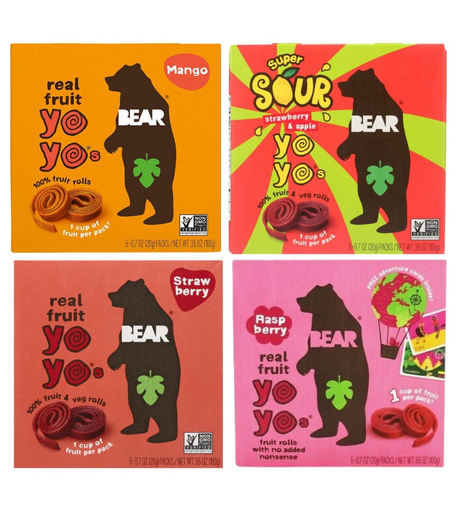 Bear Real Fruit Yoyos Variety Pack (4 Pack) - Sanisco Packaging - Healthy Snack Option - Buy Online on SooperMarket.com