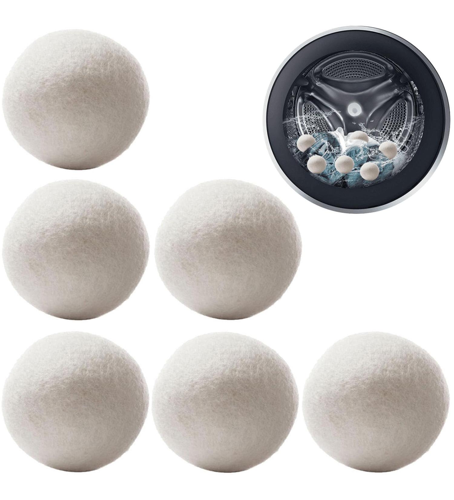 Natural Wool Dryer Balls - 6 Eco-Friendly Felt Balls for Tumble Dryers | Reduce Drying Time & Softens Clothes - Buy Online on SooperMarket.com