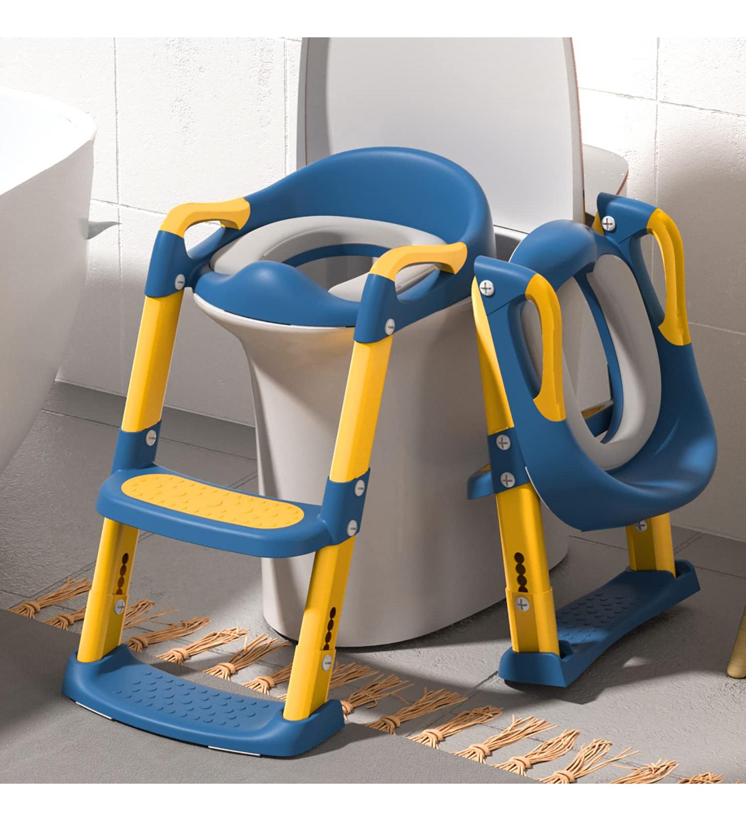 Potty Training Seat with Step Stool Ladder | Kids Toilet Trainer for Boys and Girls - Blue - Buy Online on SooperMarket.com
