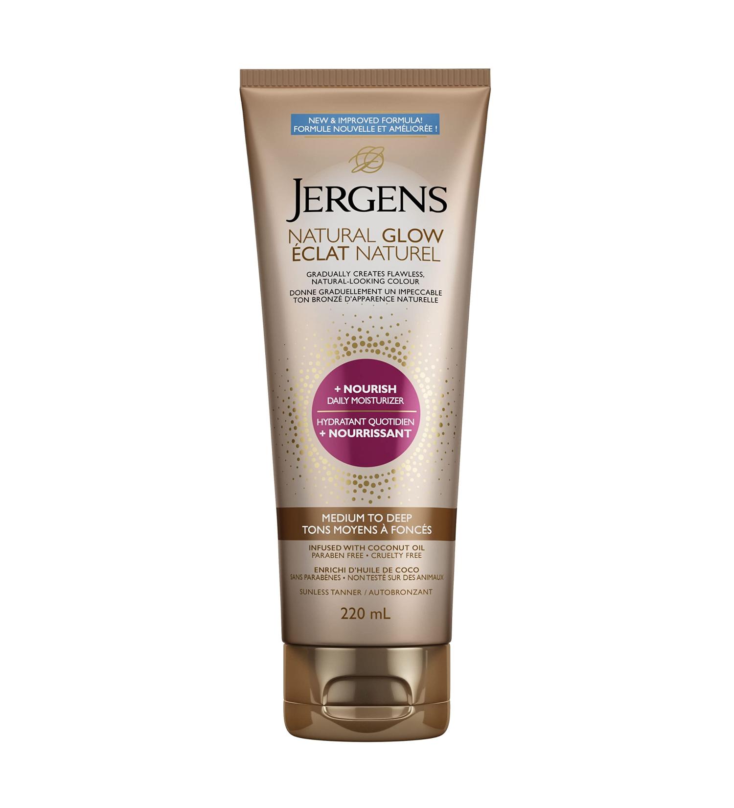 Jergens Natural Glow +Nourish Daily Moisturizer & Gradual Sunless Self Tanning Body Lotion for Dry Skin Medium to Deep Shade (220 mL) Medium to Deep Nourish - Buy Online on SooperMarket.com