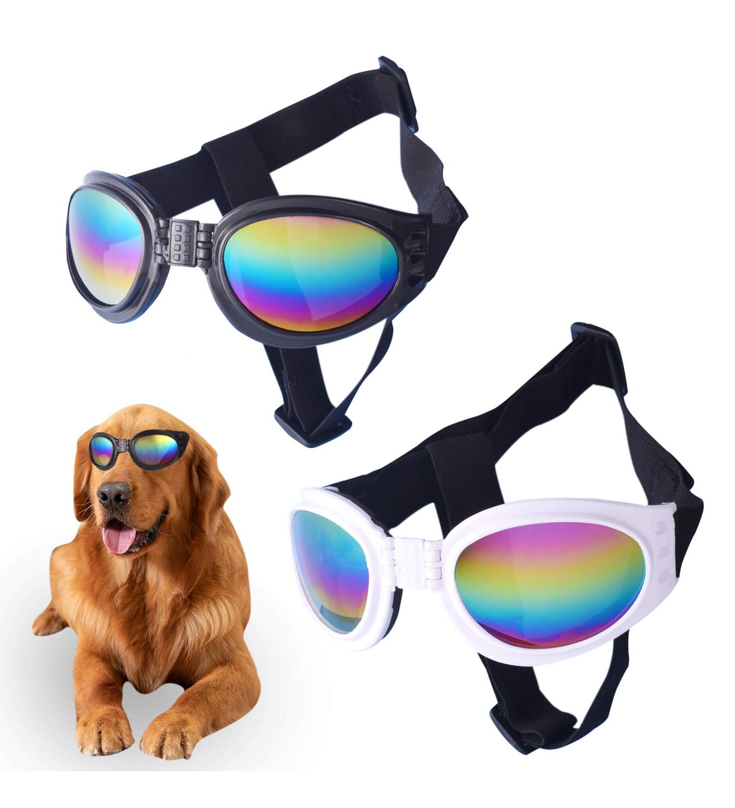2 Pcs Dog Goggles Dog Sunglasses Dog Goggles Eye Protection Windproof Dog Glasses Anti-Fog Uv Protection Sun Glasses for Cat & Small Dogs (Black and White) - Buy Online on SooperMarket.com