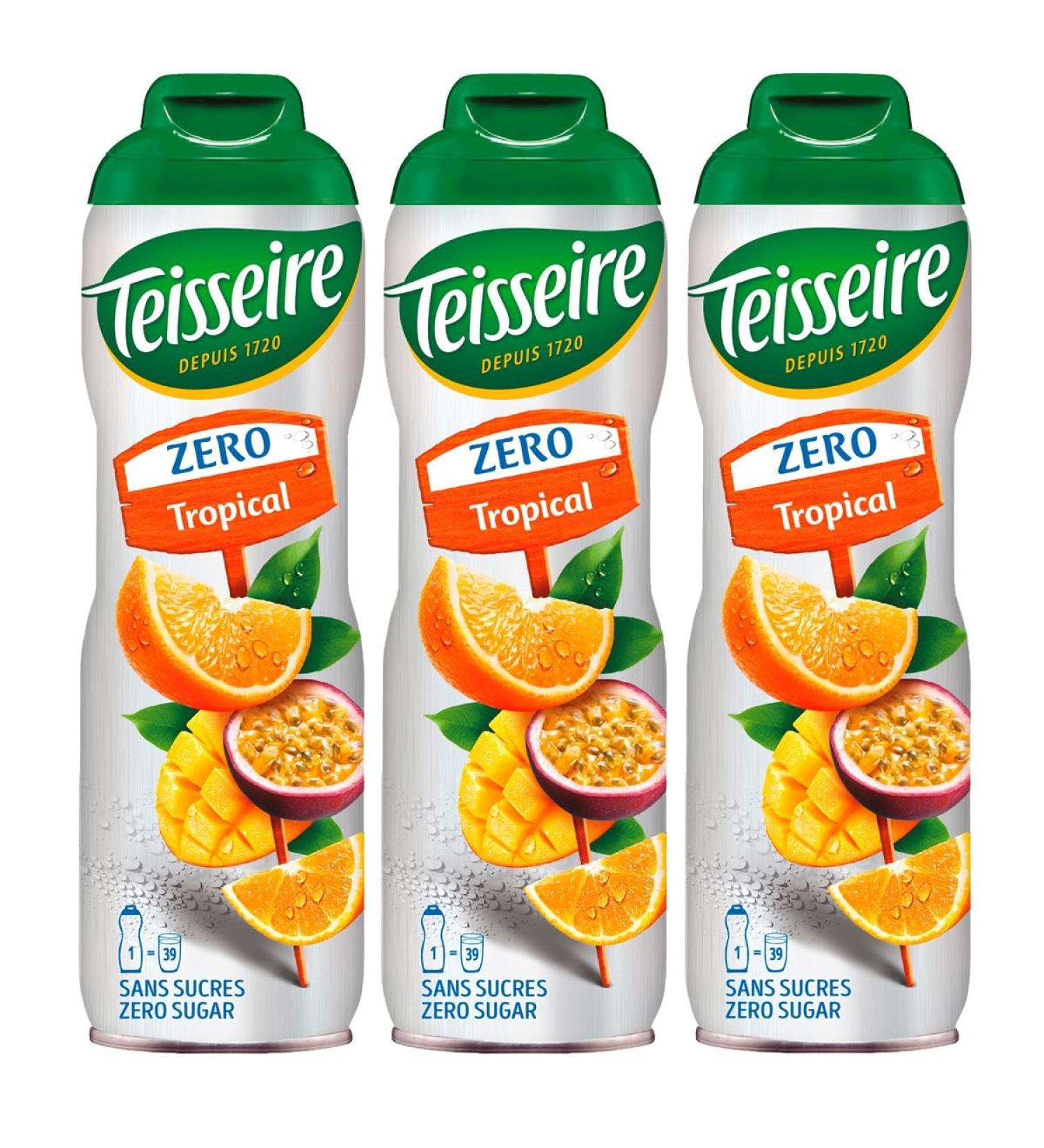 Teisseire Tropical Syrup Zero Sugar 600ml - Pack of 3 for Cocktails & Milkshakes | International Shipping - Buy Online on SooperMarket.com