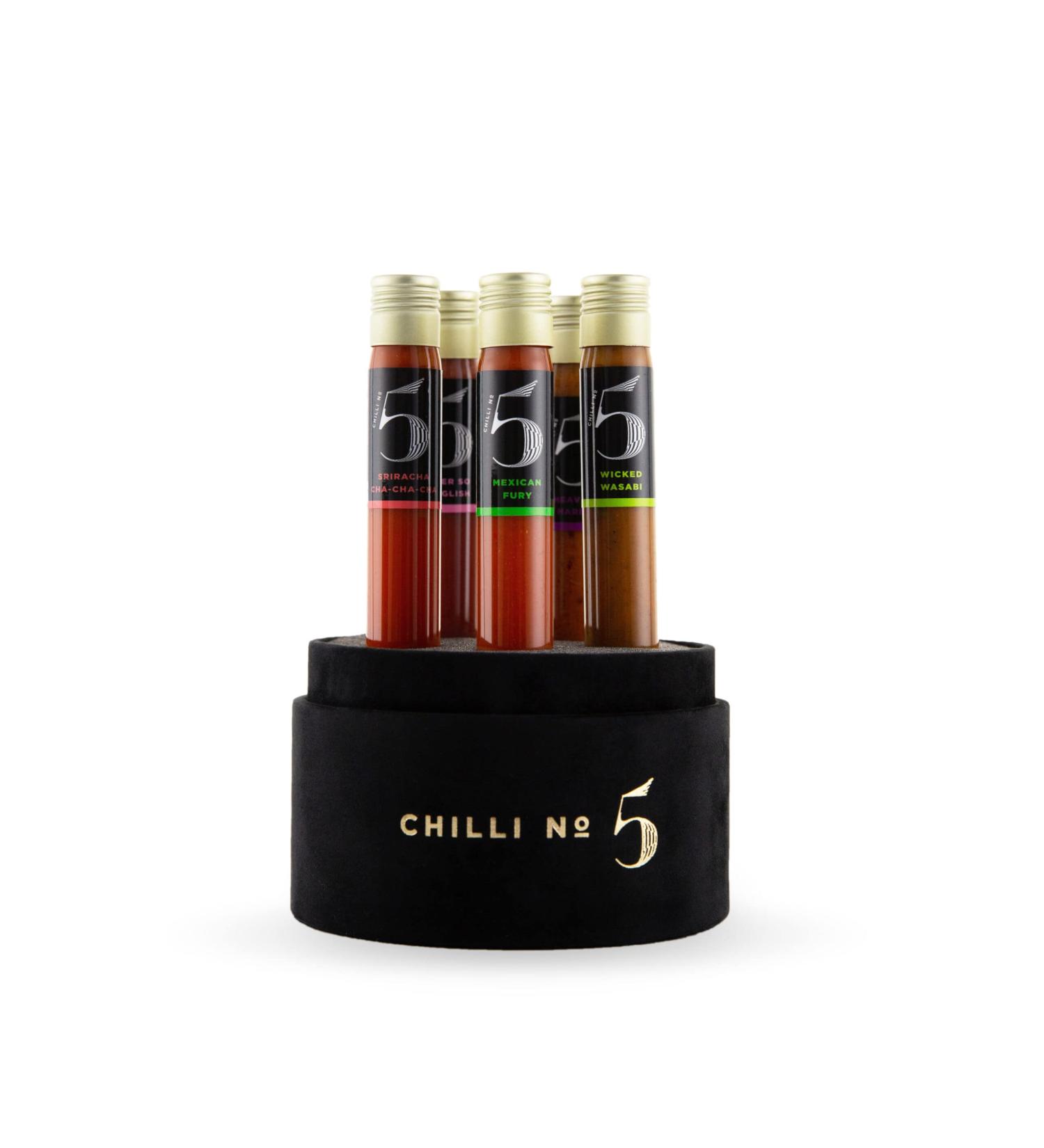 Chilli No.5 | Celebration Collection BBQ Sauce Gift Set Handpicked Collection Exclusive Chilli Blend Healthy Superfoods & Organic Ingredients Vegan No Artificial Flavourings 5 x 25ml Glass Vials - Buy Online on SooperMarket.com