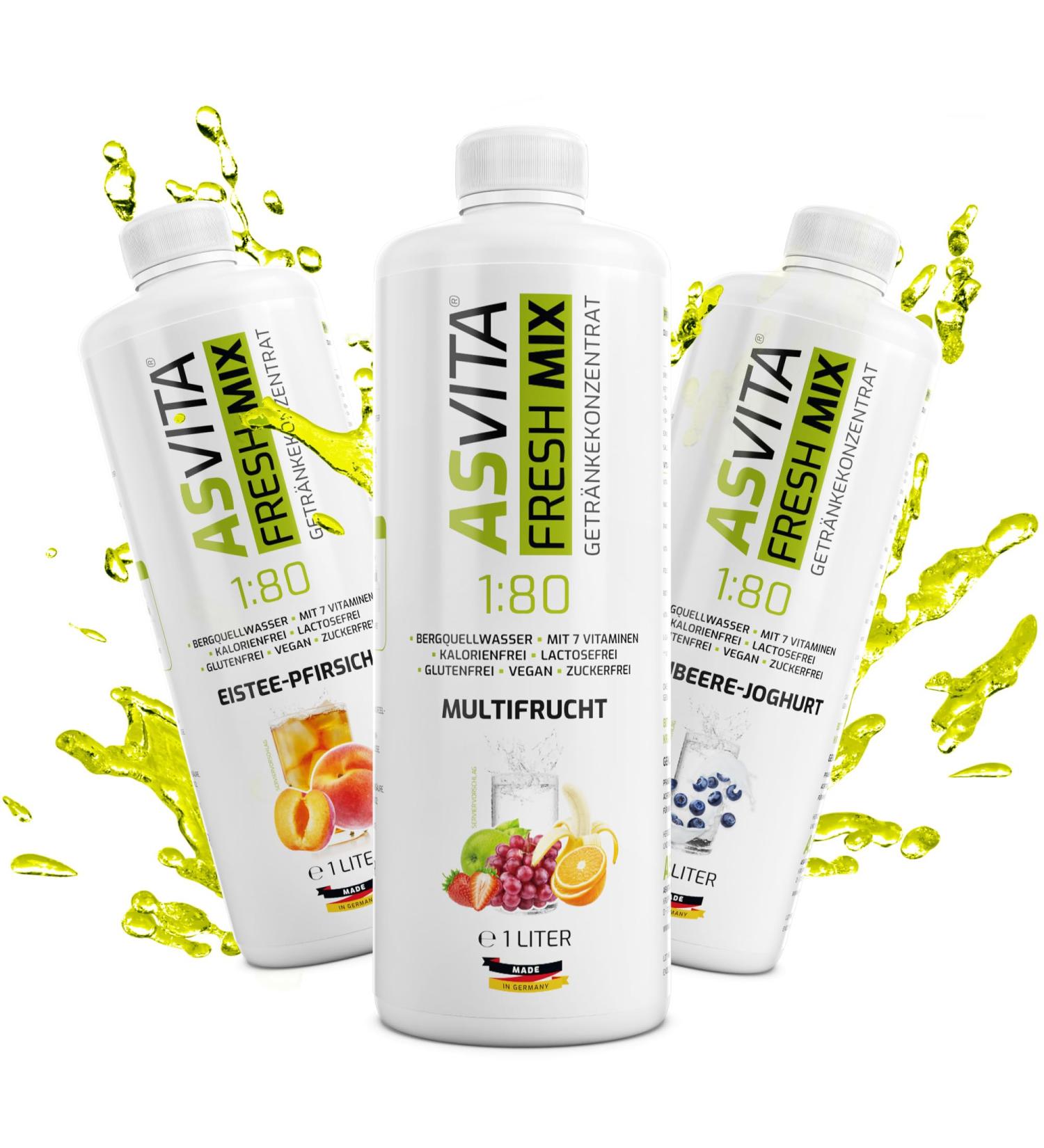 AsVita Sugar-Free Beverage Concentrate Fresh Mix 1:80 - 1L Bottle | 26 Delicious Flavors (Woodruff) - International Shipping Available - Buy Online on SooperMarket.com