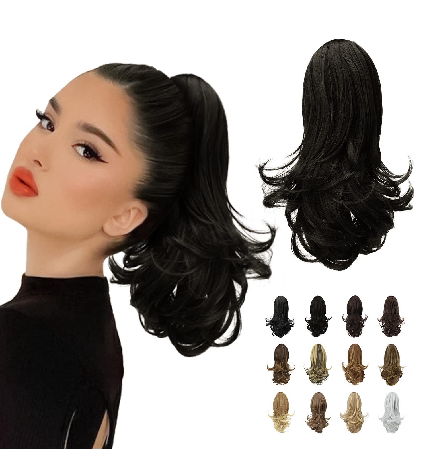 Sofeiyan 13 Long Curly Ponytail Extension - Natural Black | Clip-in Synthetic Hairpiece for Women - Buy Online on SooperMarket.com