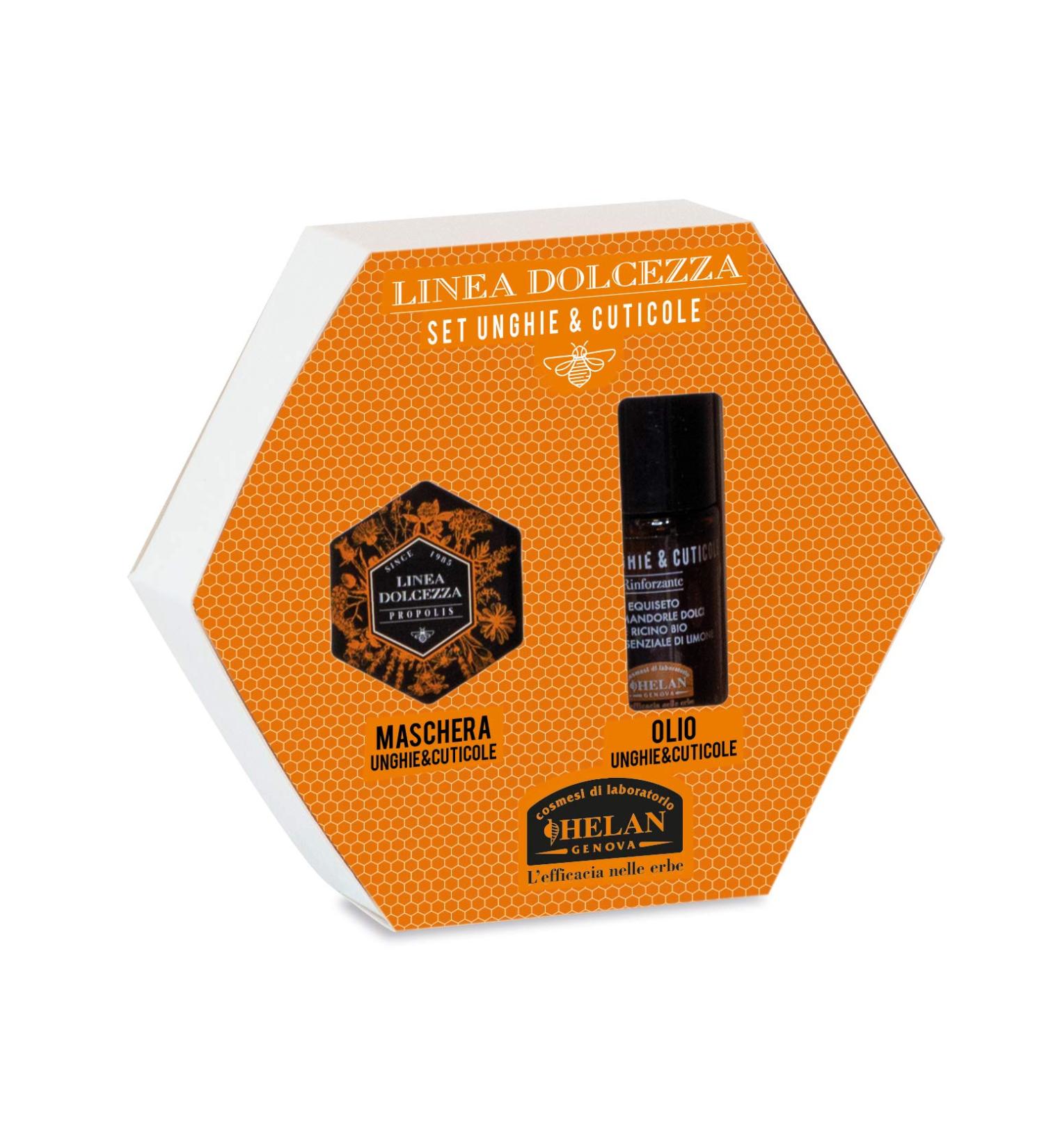 Helan Dolcezza Nail Care Kit - 25 ml Cuticle Oil & Nourishing Mask - Manicure Set with Castor Oil, Sweet Almond Oil, Shea Butter - Made in Italy - Perfect Gifts for Women - Buy Online on SooperMarket.com
