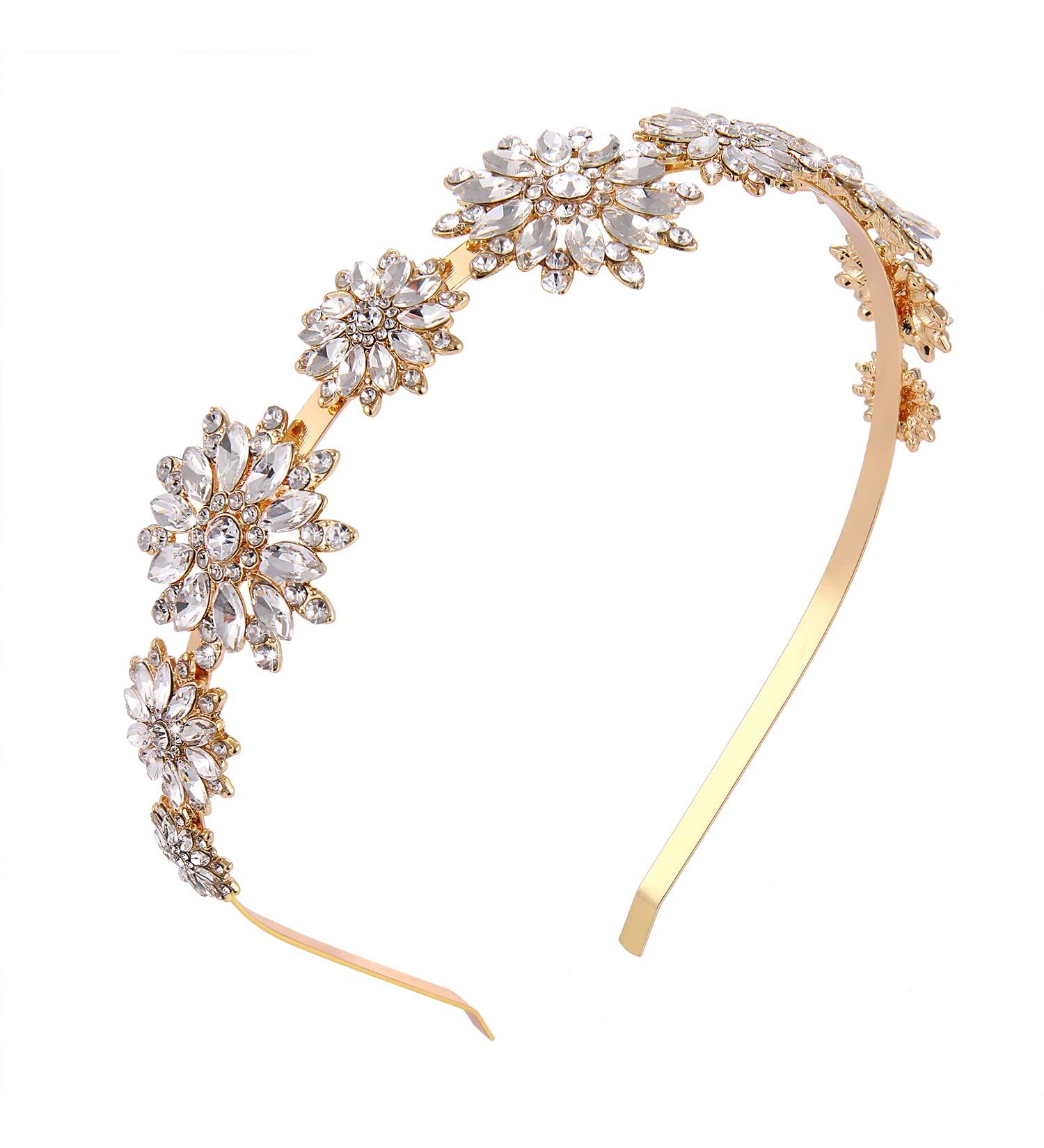 Sparkling Rhinestone Flower Crown Headband for Women & Girls - Bridal Wedding Hair Accessory - Buy Online on SooperMarket.com