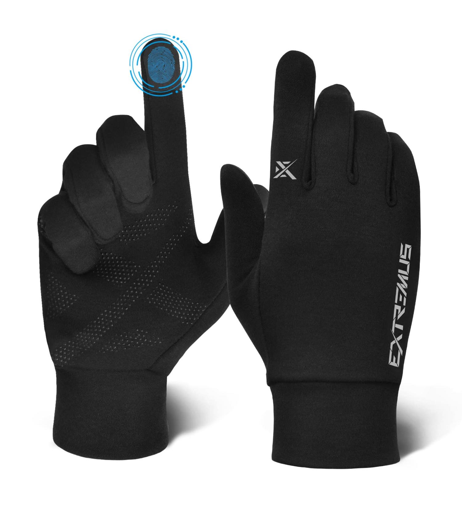Extremus Winter Gloves for Men Women  Touchscreen Running Gloves  Anti-Slip Palm Warm Gloves for Running  Cycling  Hiking & Driving  Cold Weather Thermal Gloves Liner A:Black-Gray Large - Buy Online on SooperMarket.com