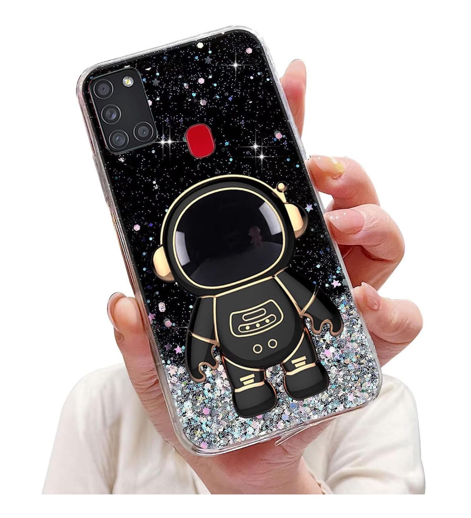 Tivenfezk Nadoli for Samsung Galaxy A21S - Astronaut Hidden Stand Shell Caricature Glitter Soft Silicone Cover - Protective Bling Transparent Case - Buy Online on SooperMarket.com