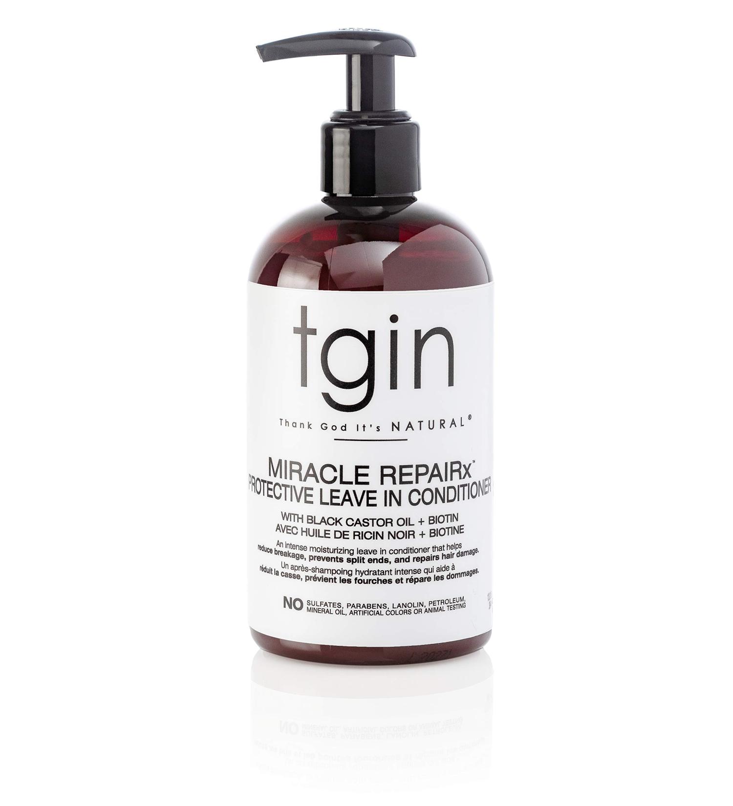 tgin Miracle RepaiRx Protective Leave In Conditioner 13oz - Biotin, Black Castor Oil - Paraben Free for Natural Hair - Repair, Restore, Protect Curls, Kinks, Waves - Buy Online on SooperMarket.com
