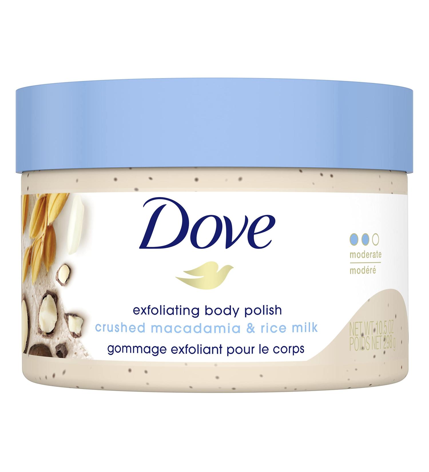 Dove Macadamia & Rice Milk Body Scrub 10.5 oz - Exfoliating Body Polish for Visibly Smoother Skin - Buy Online on SooperMarket.com