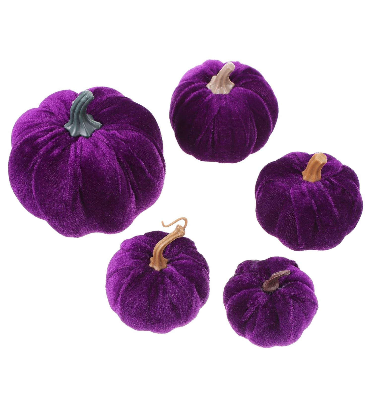 Didiseaon 5pcs Flannel Foam Pumpkin Autumn Decor Halloween Decor Velvet Pumpkins for Decorating Artificial Pumpkin Decoration Fall Decorations Home Decor Photo Prop Fake Pumpkin Set Purple Purple 14X12.5X12.5CM - Buy Online on SooperMarket.com