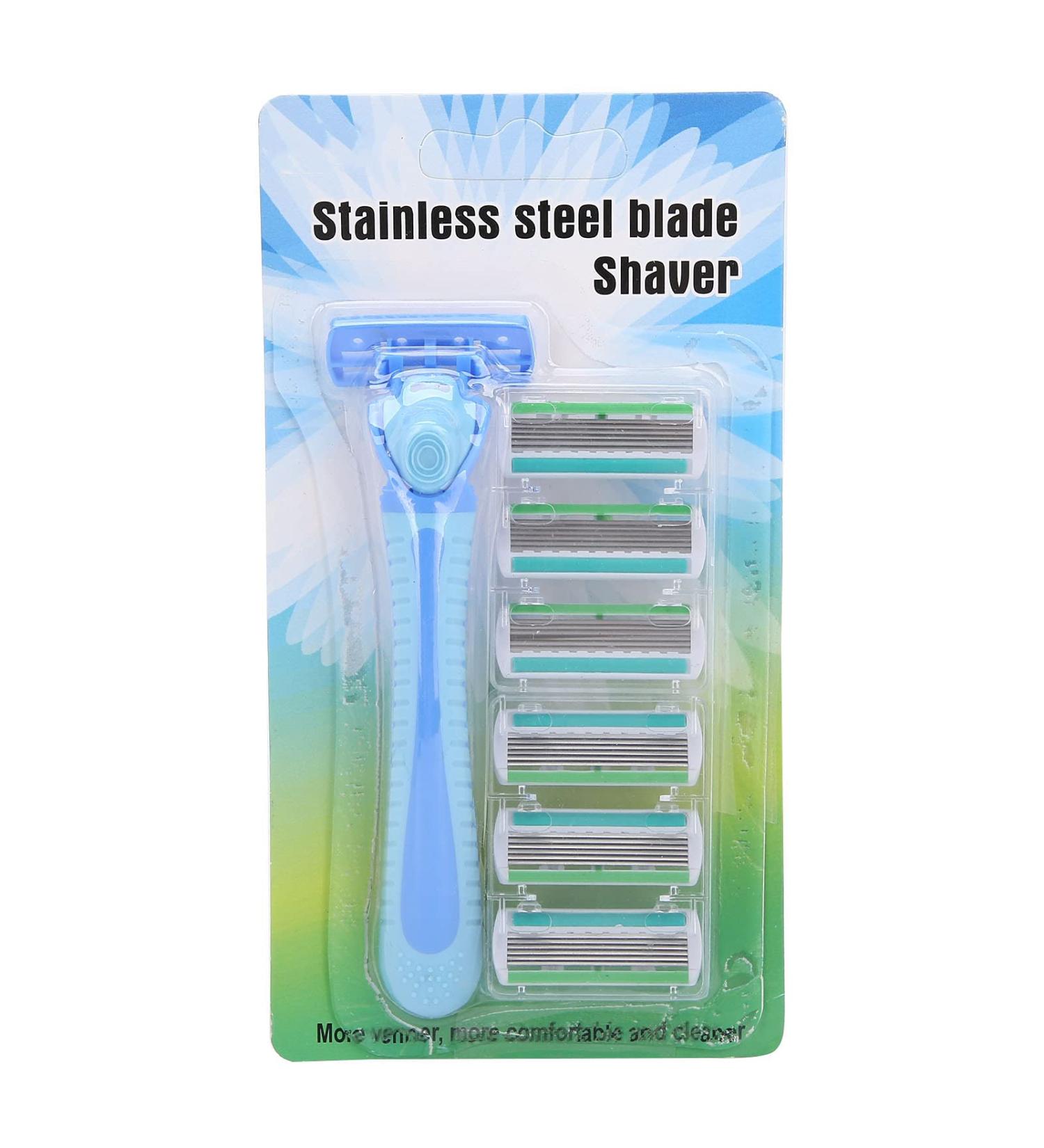 6-Blade Manual Razor for Men & Women - Double Lubrication Precision Trimmer & 6 Cartridges | Portable Body Hair Trimmer - Buy Online on SooperMarket.com
