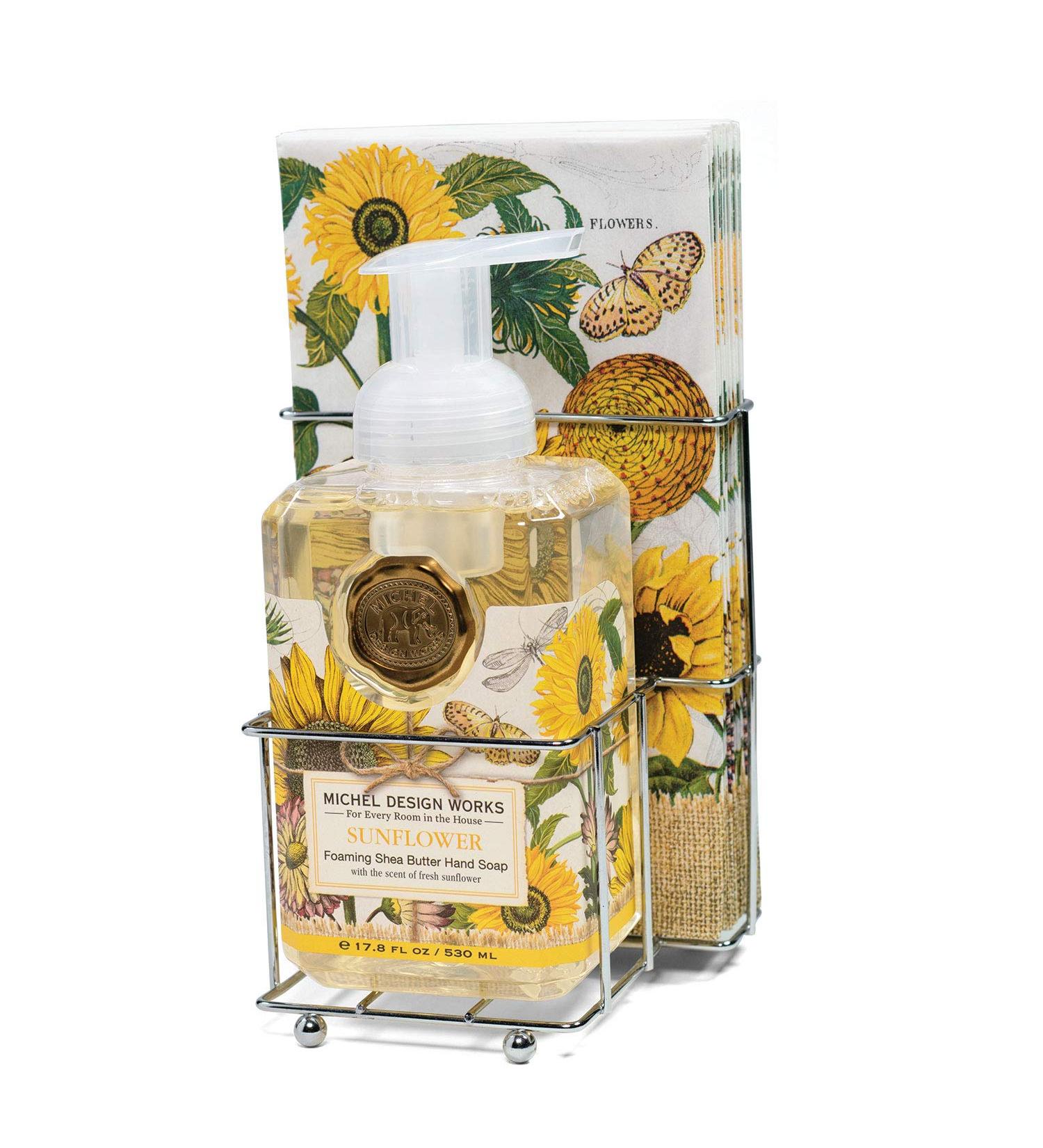 Michel Design Works Scented Foaming Hand Soap and Napkin Caddy Set  Sunflower