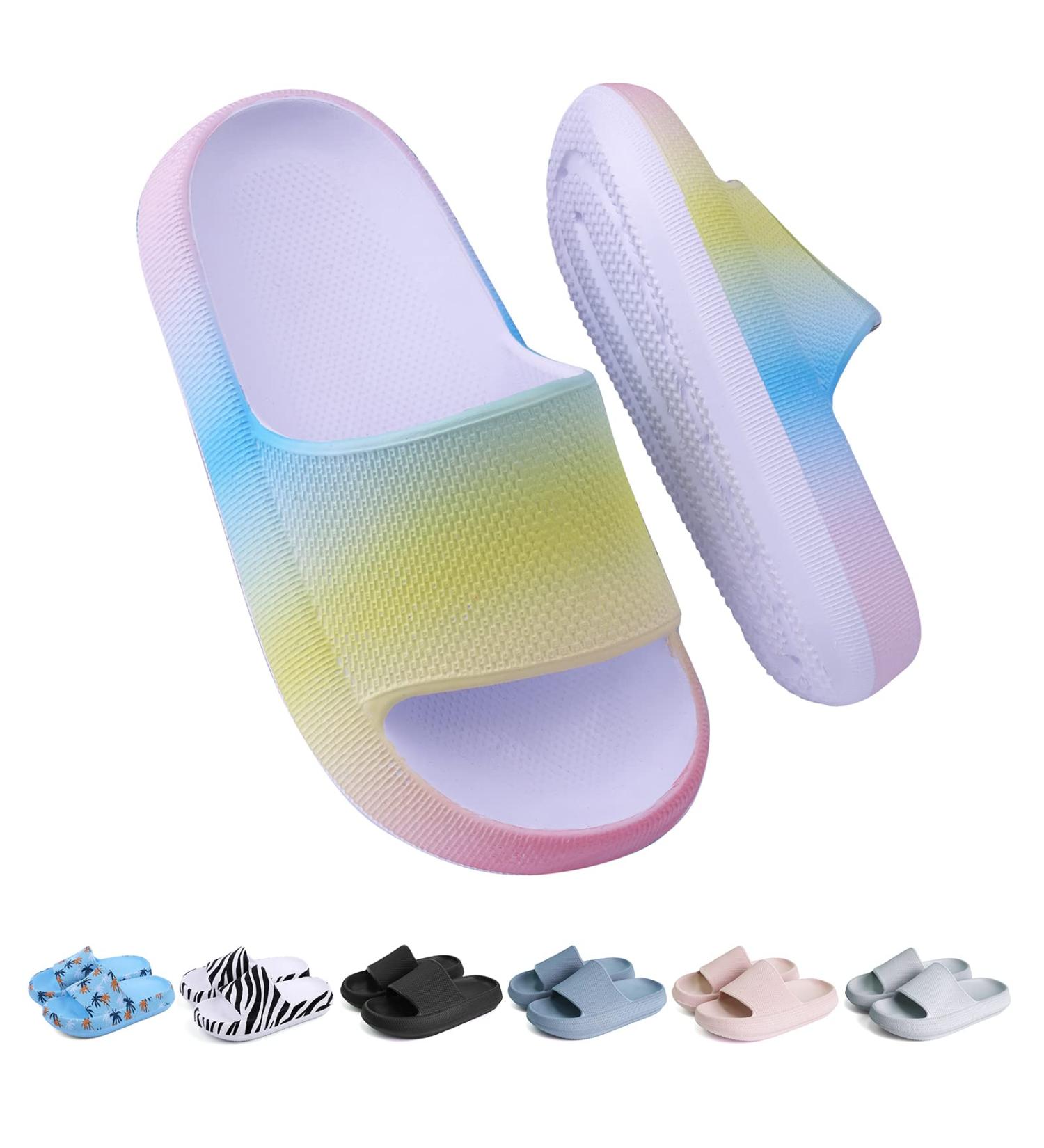 Buwege Unisex Kids Flip-Flops | Soft Slide-Resistant Bathing Shoes for Boys & Girls | Clouds Splash Design | Sizes 29-37 EU Rainbow - Buy Online on SooperMarket.com
