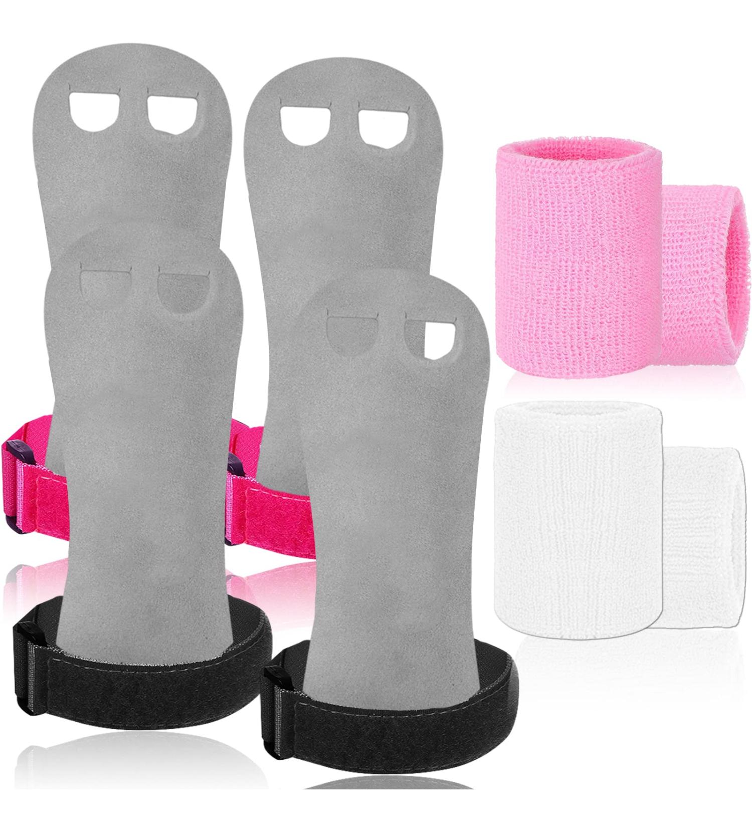 Amrta Gymnastics Grips Wristbands Set for Girls Youth Kids - 2 Pair Palm Protection Gloves with Wrist Support | Small Pink-Black - Buy Online on SooperMarket.com