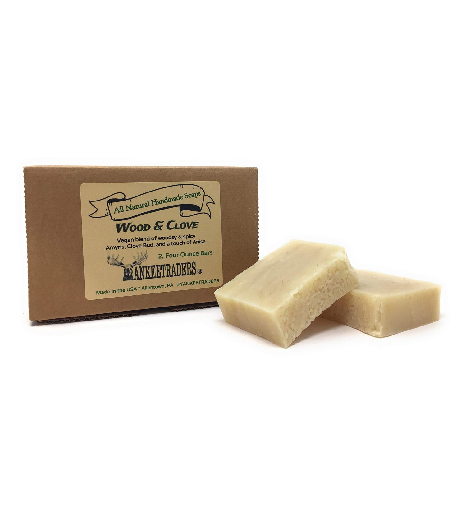 YANKEETRADERS Wood and Clove Soap - All Natural Vegan Handmade / 2 Bars