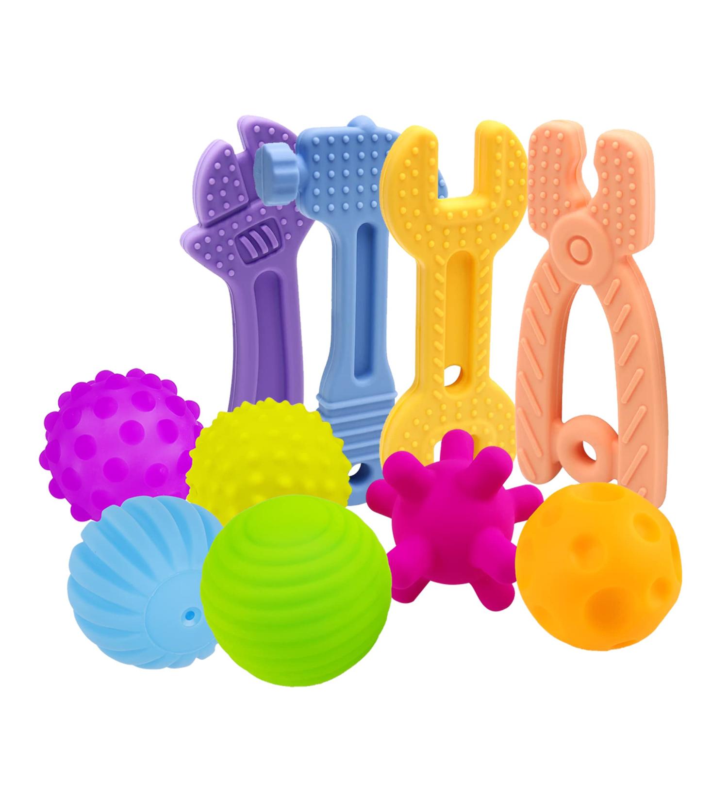 Sensory Balls & Silicone Teethers Combo for Baby 3-6 Months - 6 Pack & 4 Pack by ROHSCE - Buy Online on SooperMarket.com